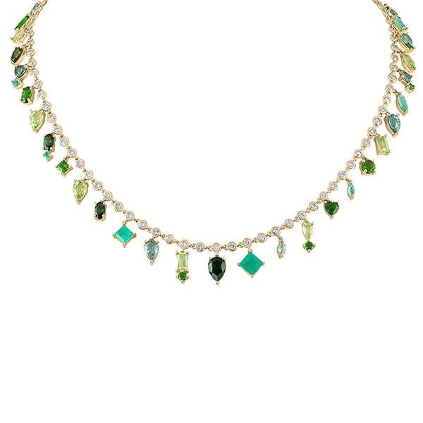 Eden Presley 14k Yellow Gold Green Collar Necklace - ED-N010-Green
