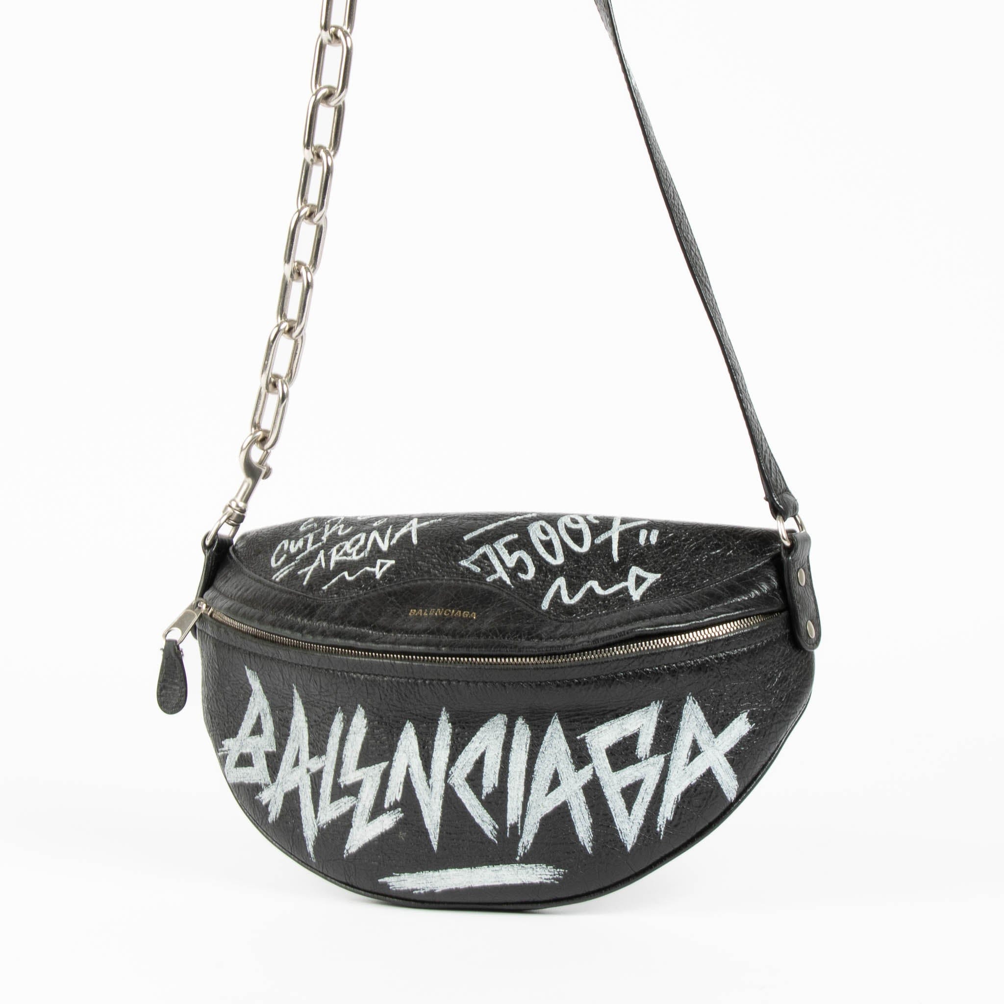 Balenciaga Black Graffiti Souvenir XS Belt Bag
