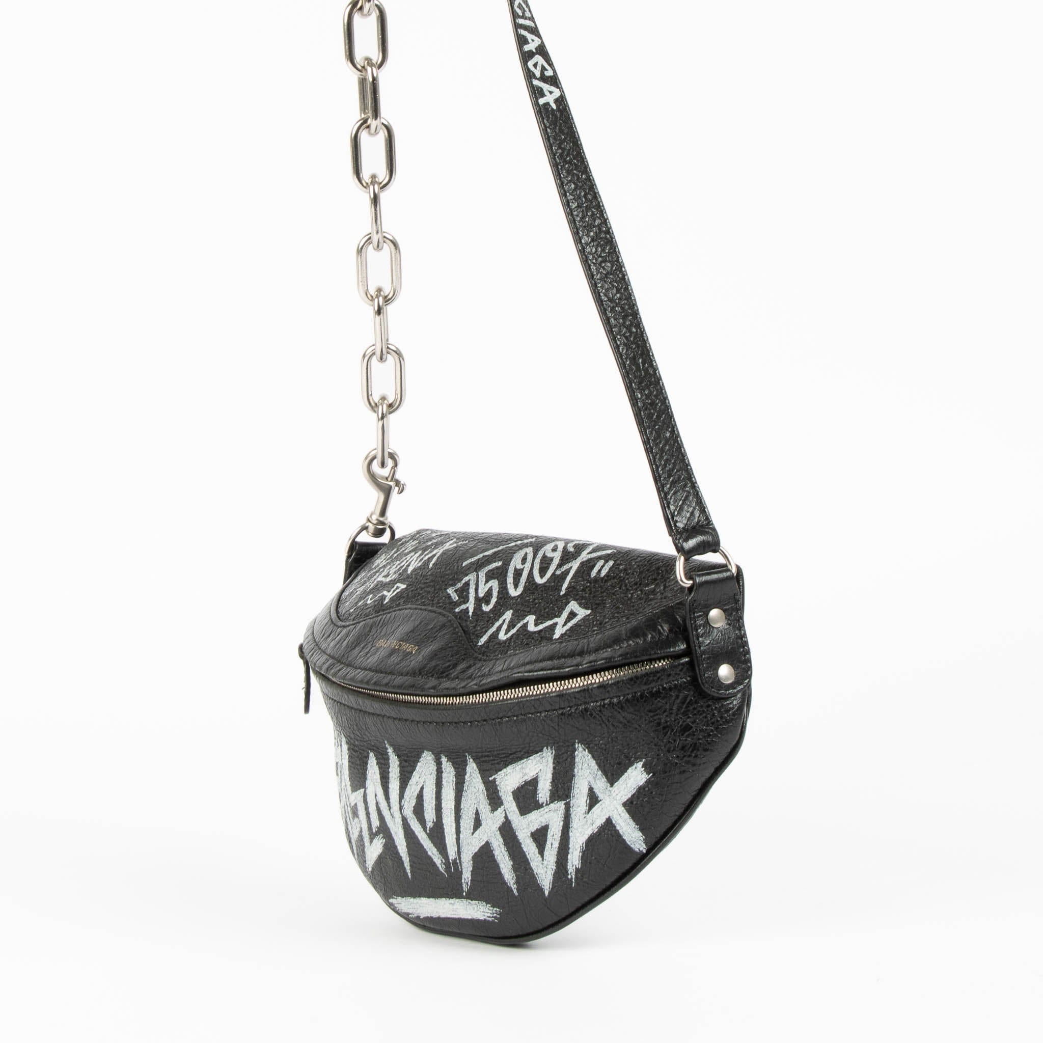 Balenciaga Black Graffiti Souvenir XS Belt Bag