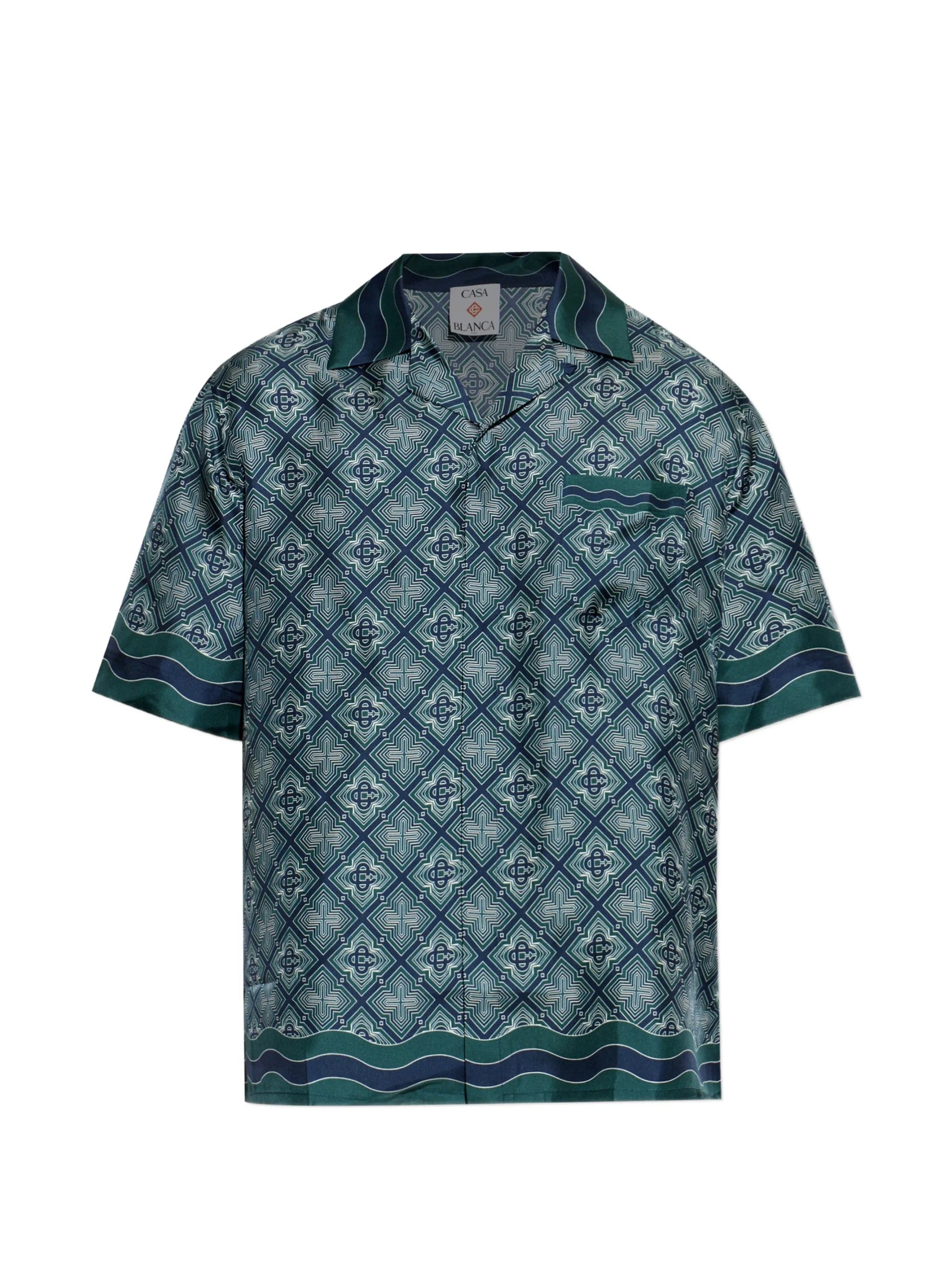 Casablanca Radiating Monogram silk short-sleeve shirt