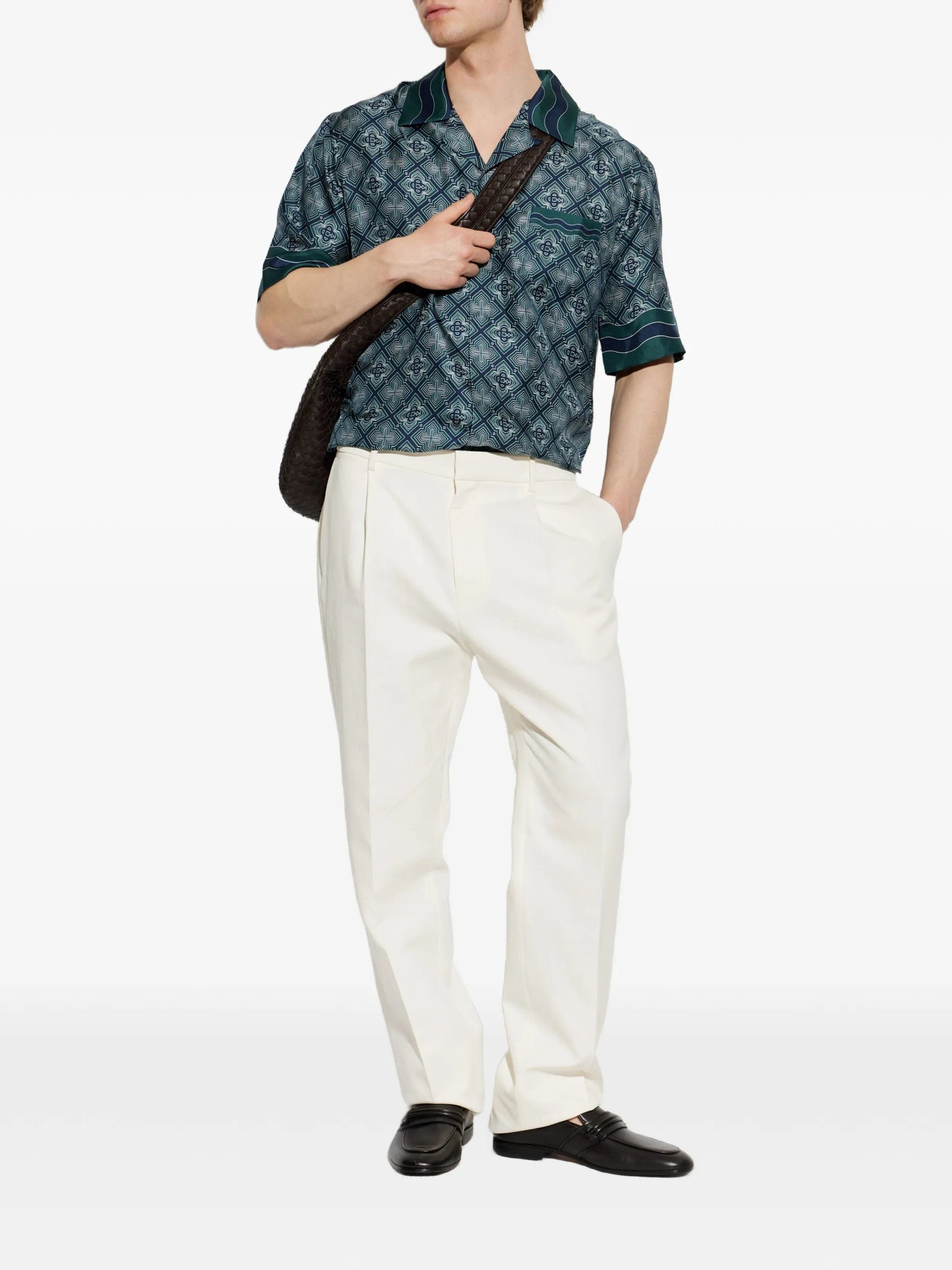 Casablanca Radiating Monogram silk short-sleeve shirt