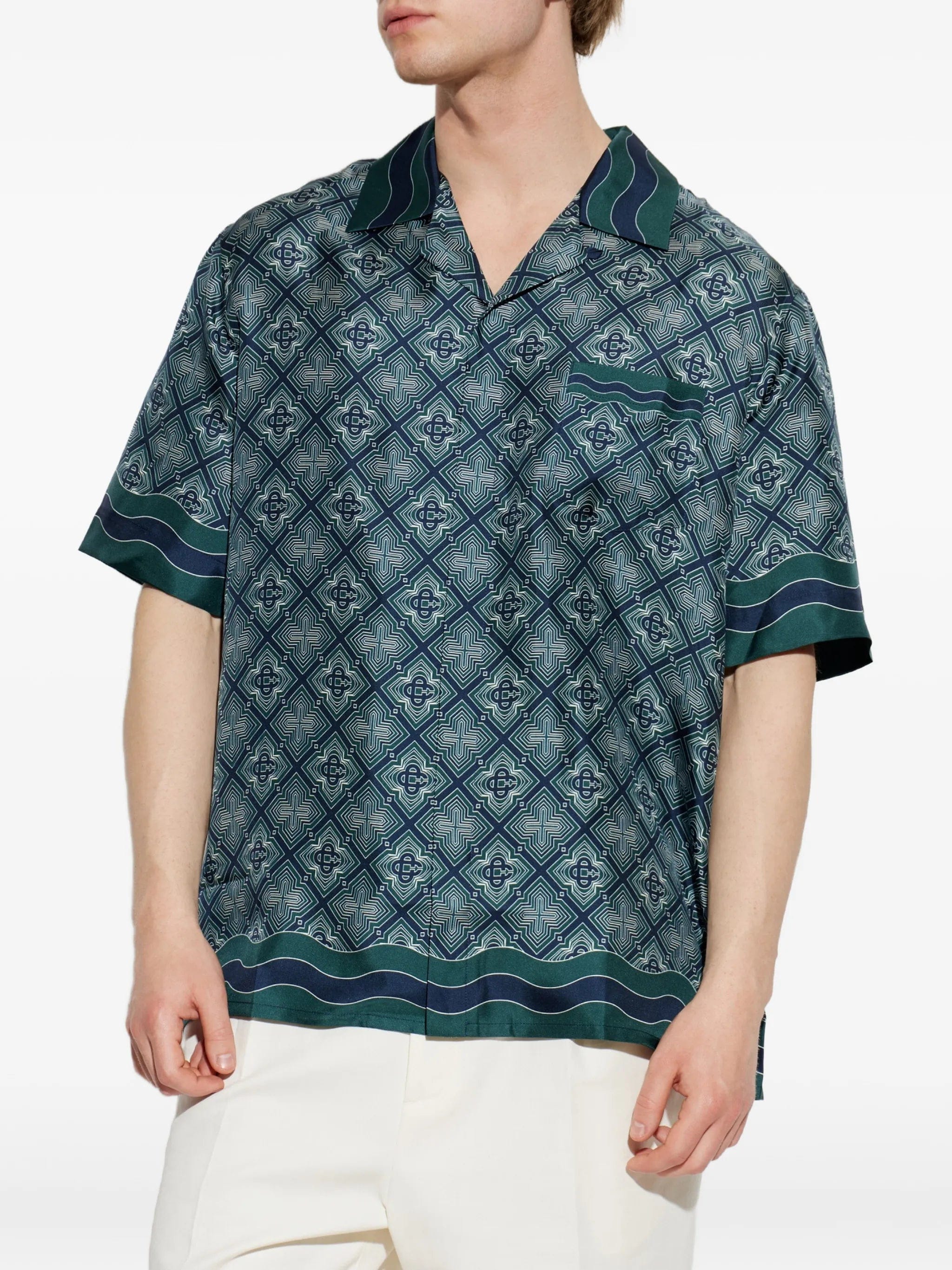 Casablanca Radiating Monogram silk short-sleeve shirt
