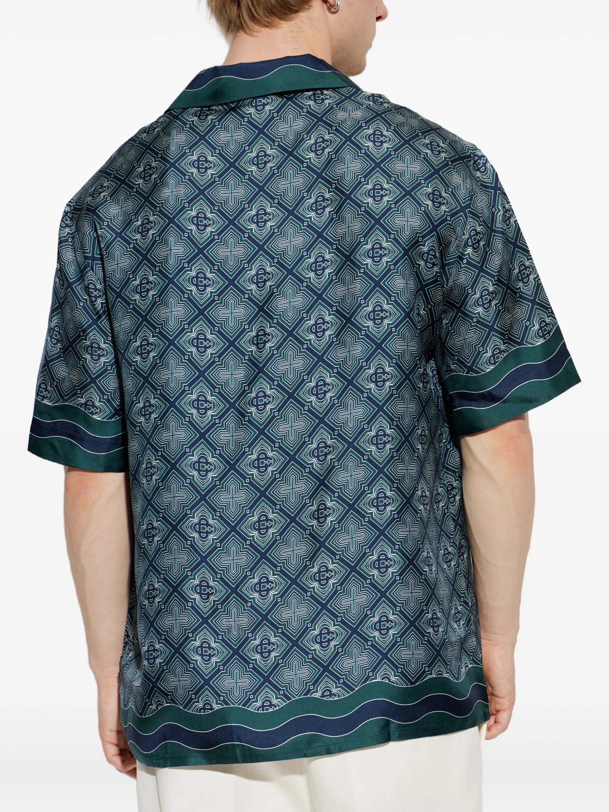 Casablanca Radiating Monogram silk short-sleeve shirt