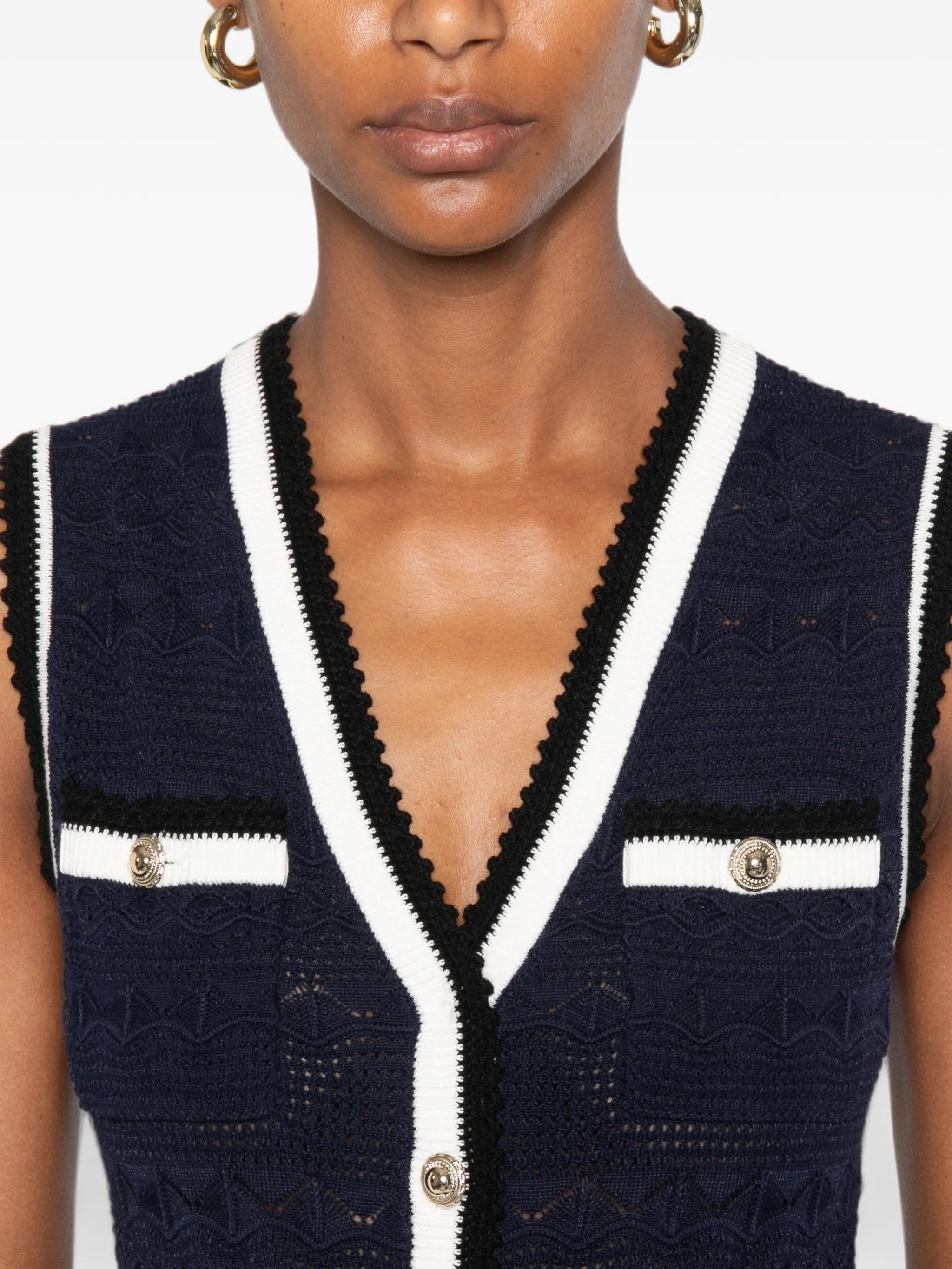 Self-Portrait bow-detail pointelle-knitted peplum mini dress