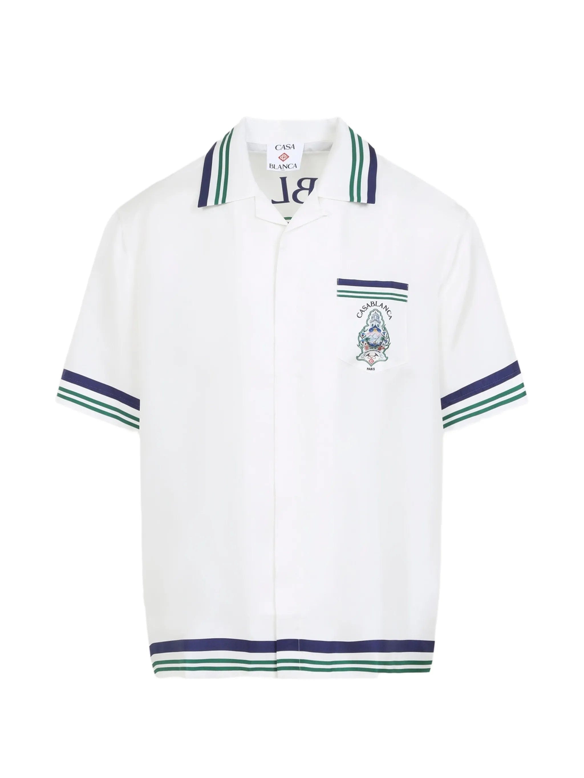 Casablanca Hotel Emblem short-sleeve silk shirt