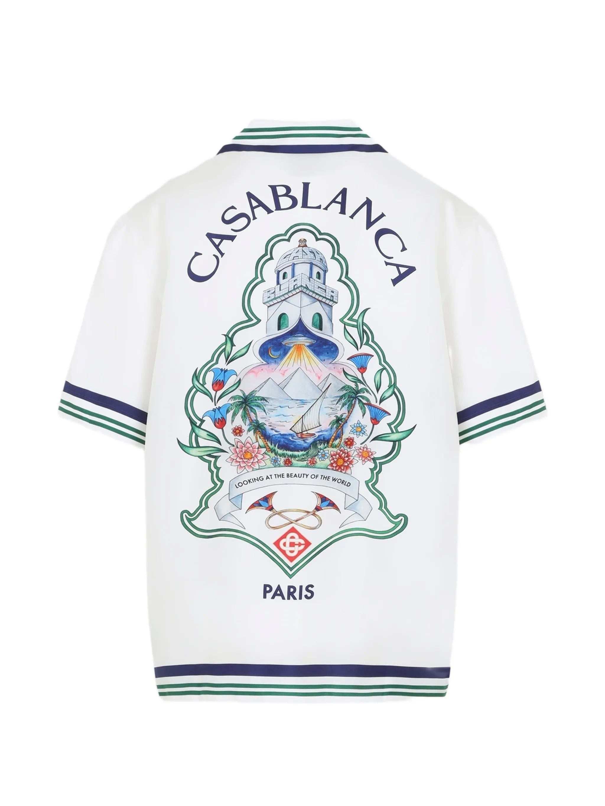 Casablanca Hotel Emblem short-sleeve silk shirt