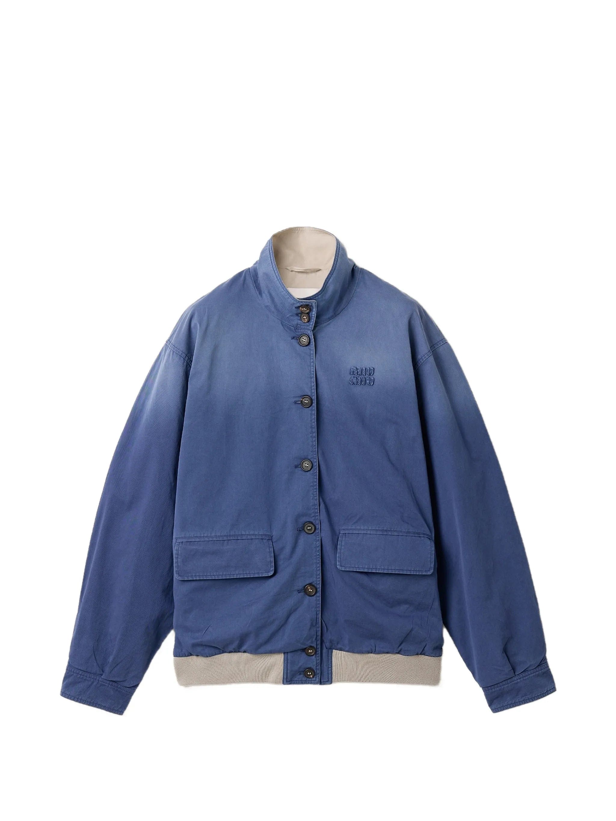Miu Miu faded-effect logo-embroidered jacket