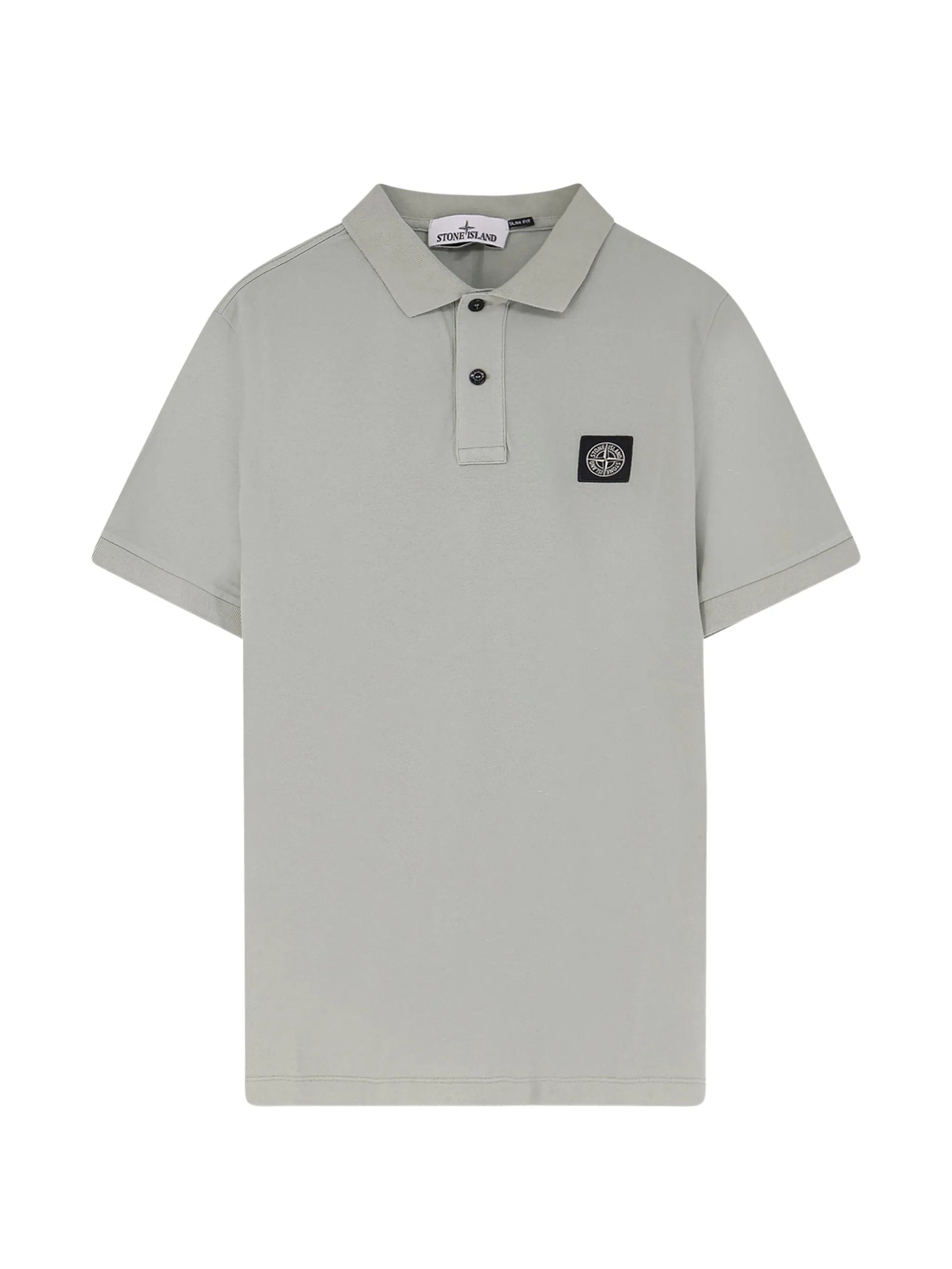 Stone Island 2200008 organic cotton piqué with stretch slim-fit short-sleeve polo shirt with Compass patch