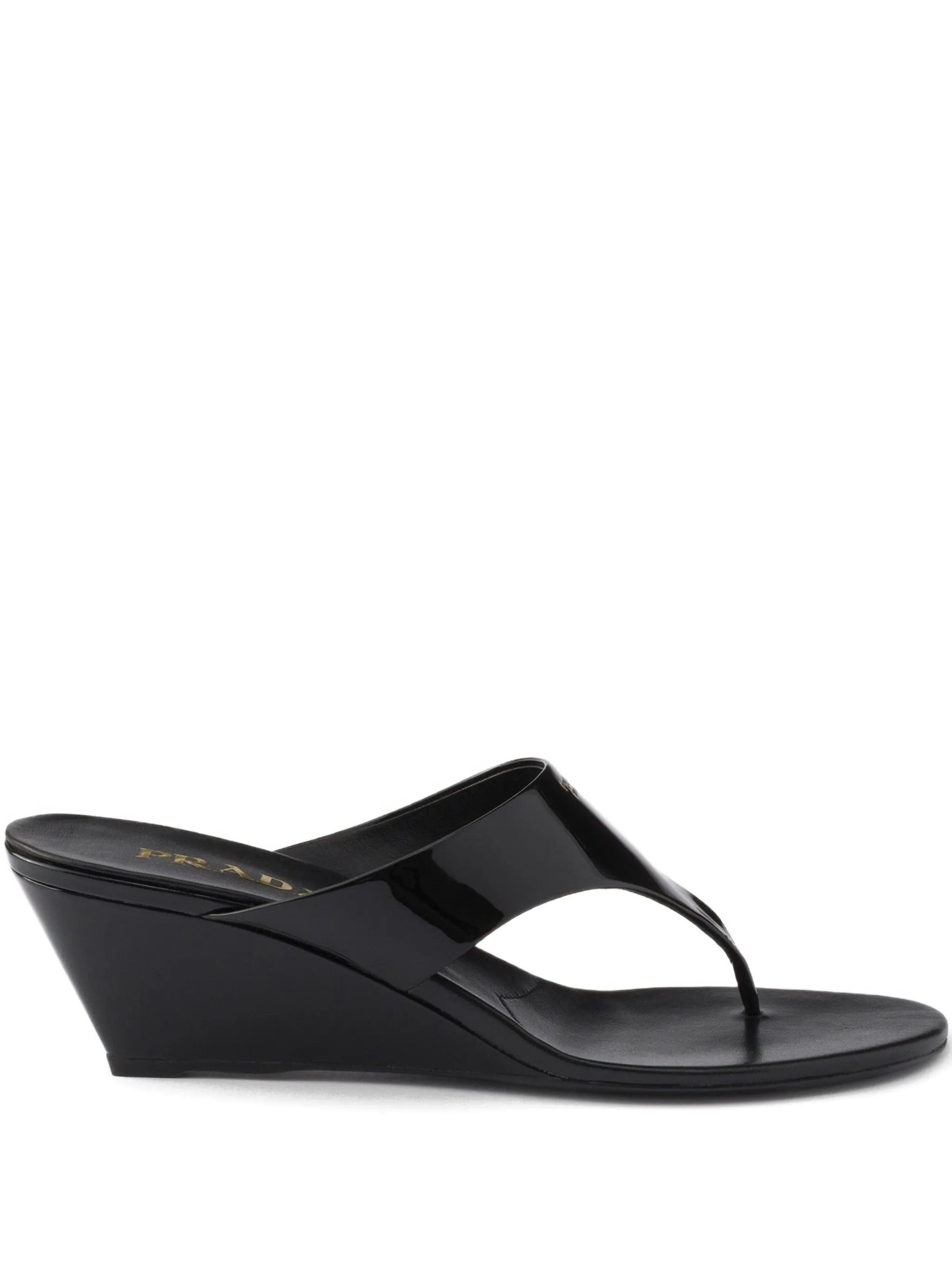 Prada logo-print wedge sandals