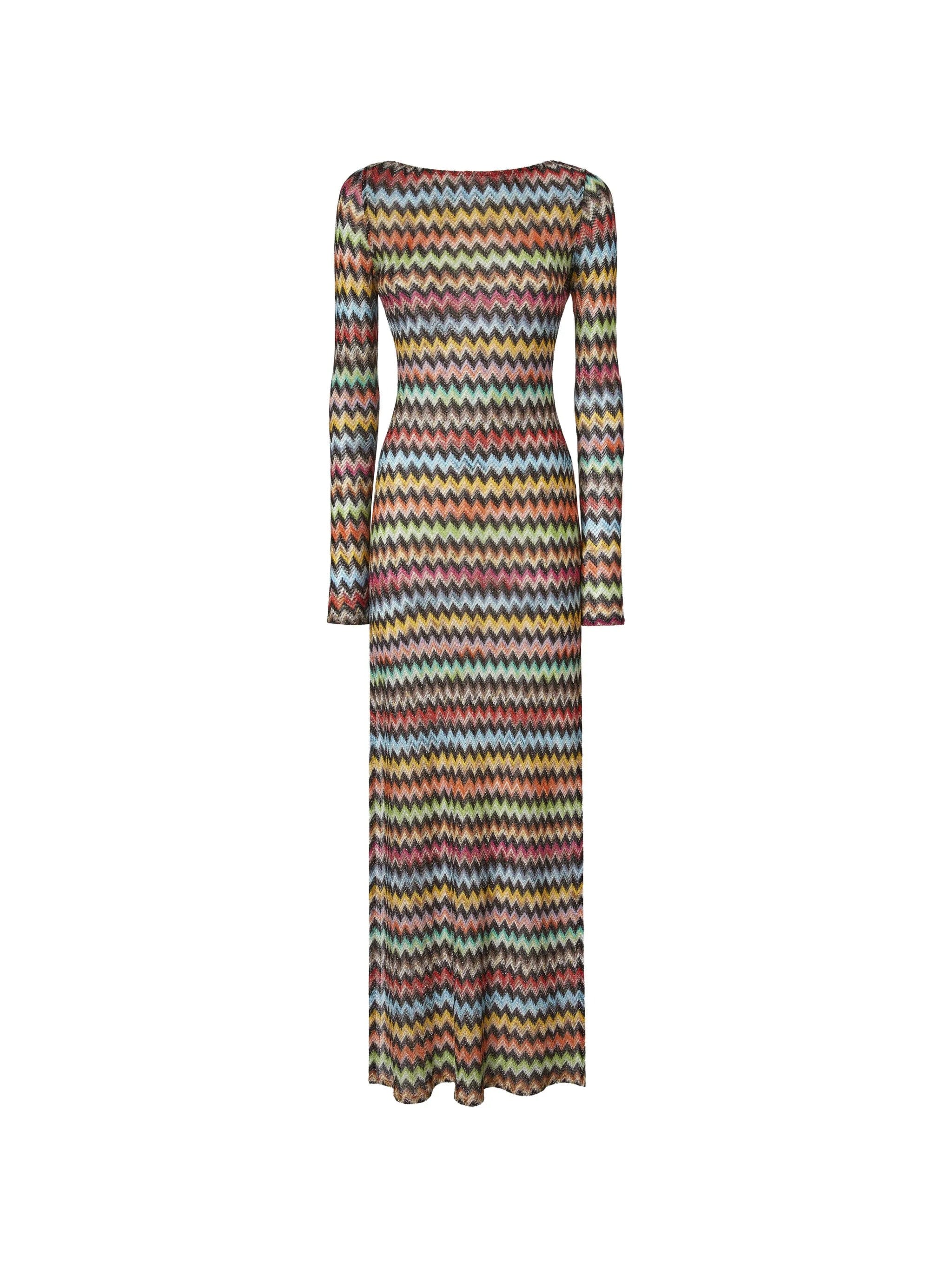 Missoni long cover-up dress in lamé viscose with micro zigzag pattern