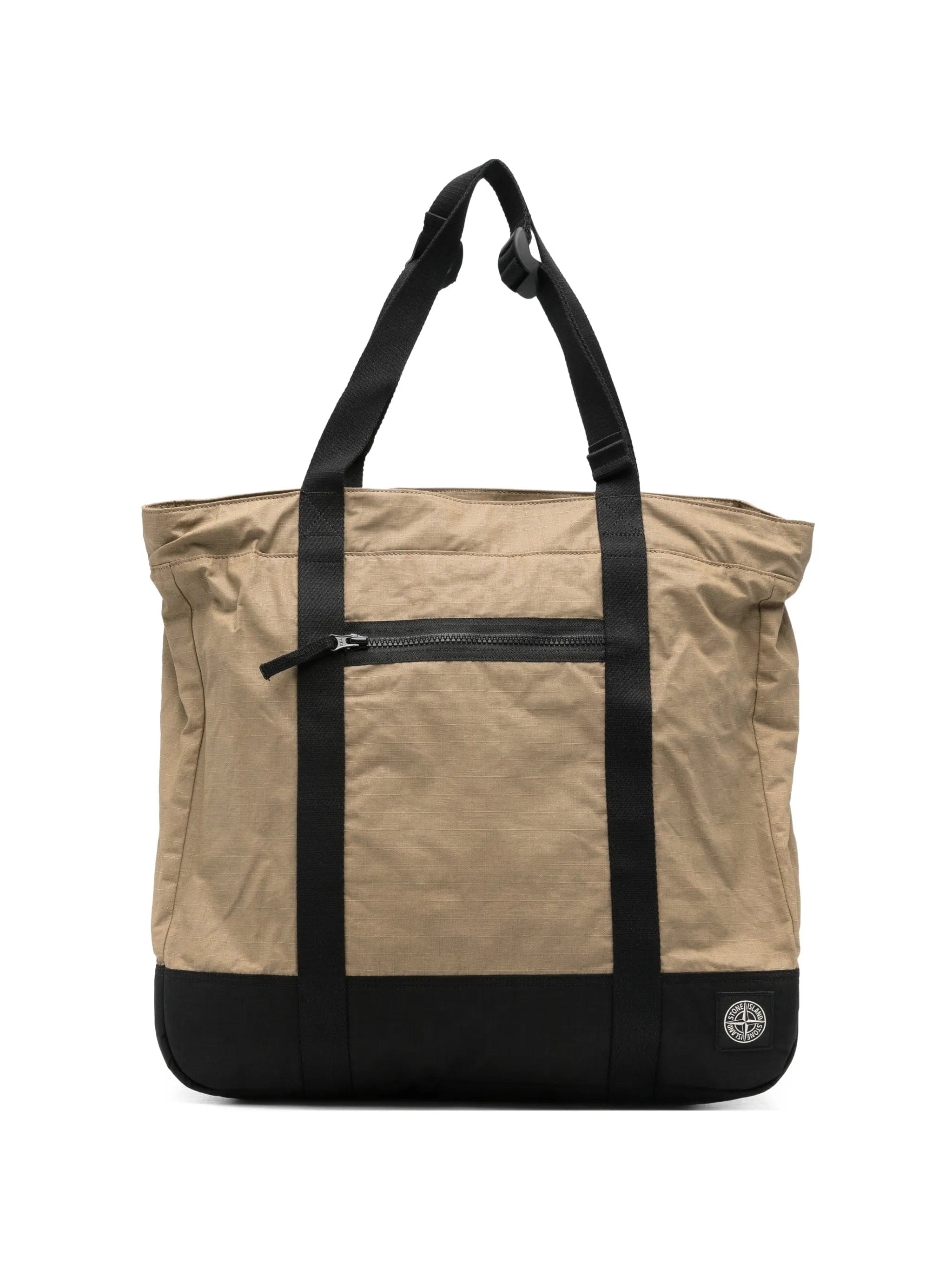 Stone Island 9200034 double coated cotton ripstop tote bag with zip pocket