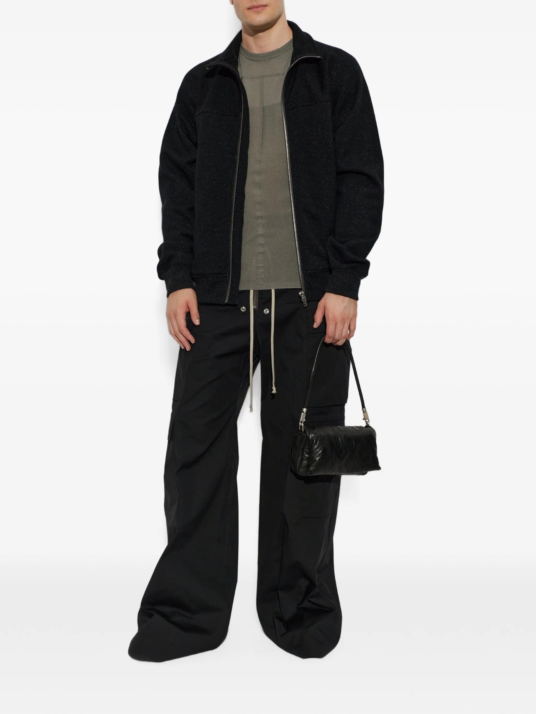 Rick Owens stand-up collar zip-up sweater