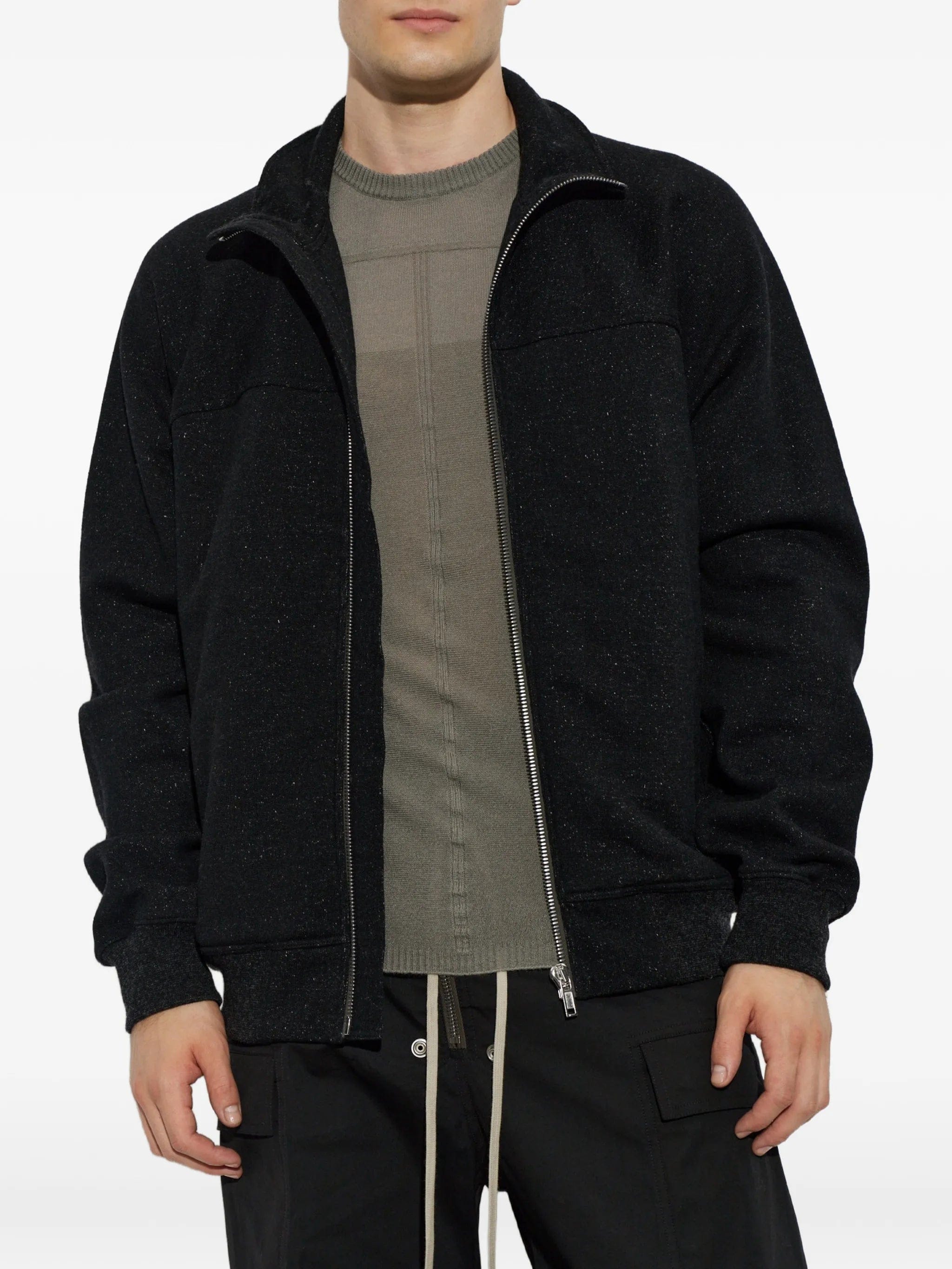 Rick Owens stand-up collar zip-up sweater
