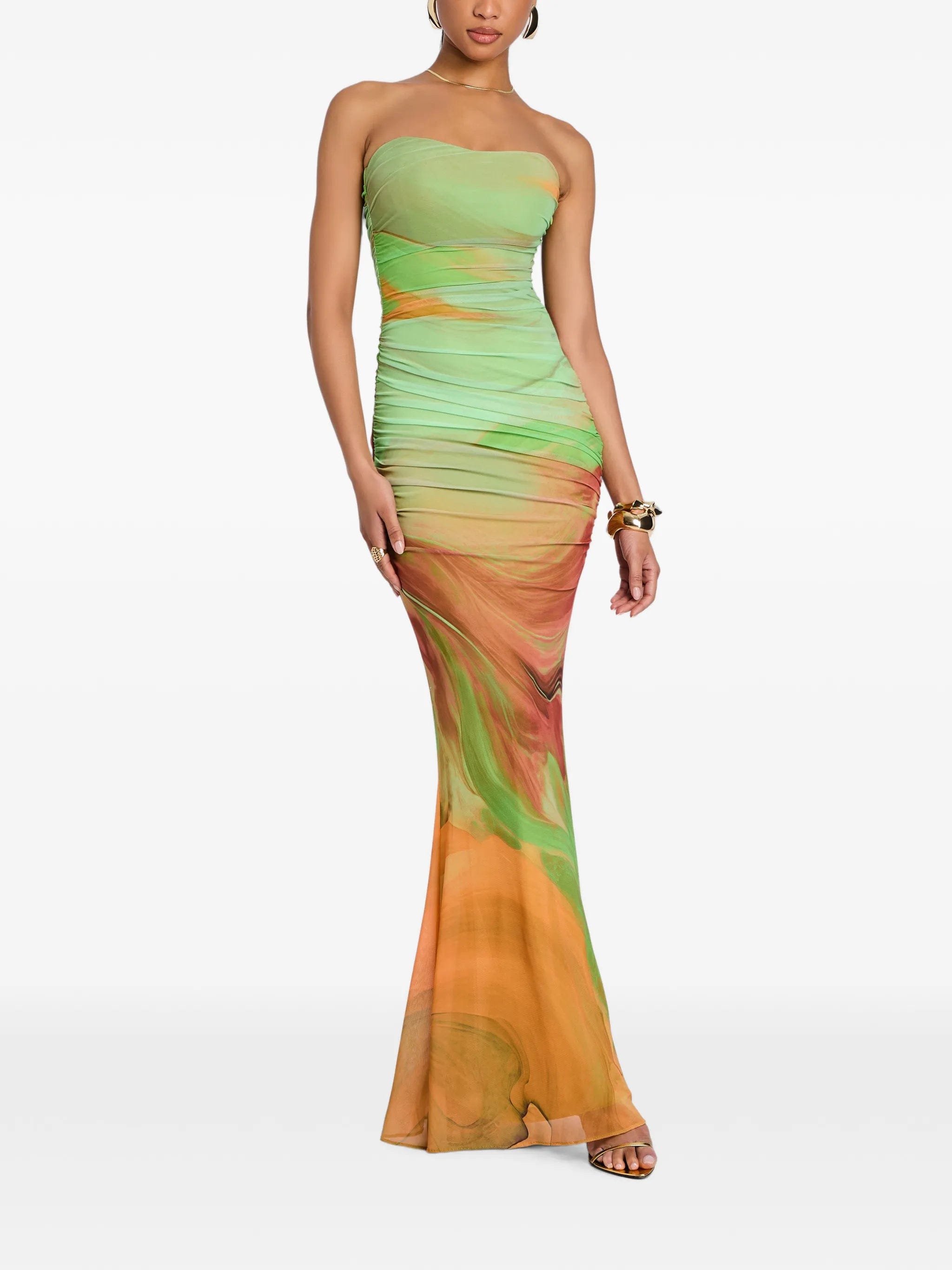 Retrofete Isadore ruched mesh maxi dress