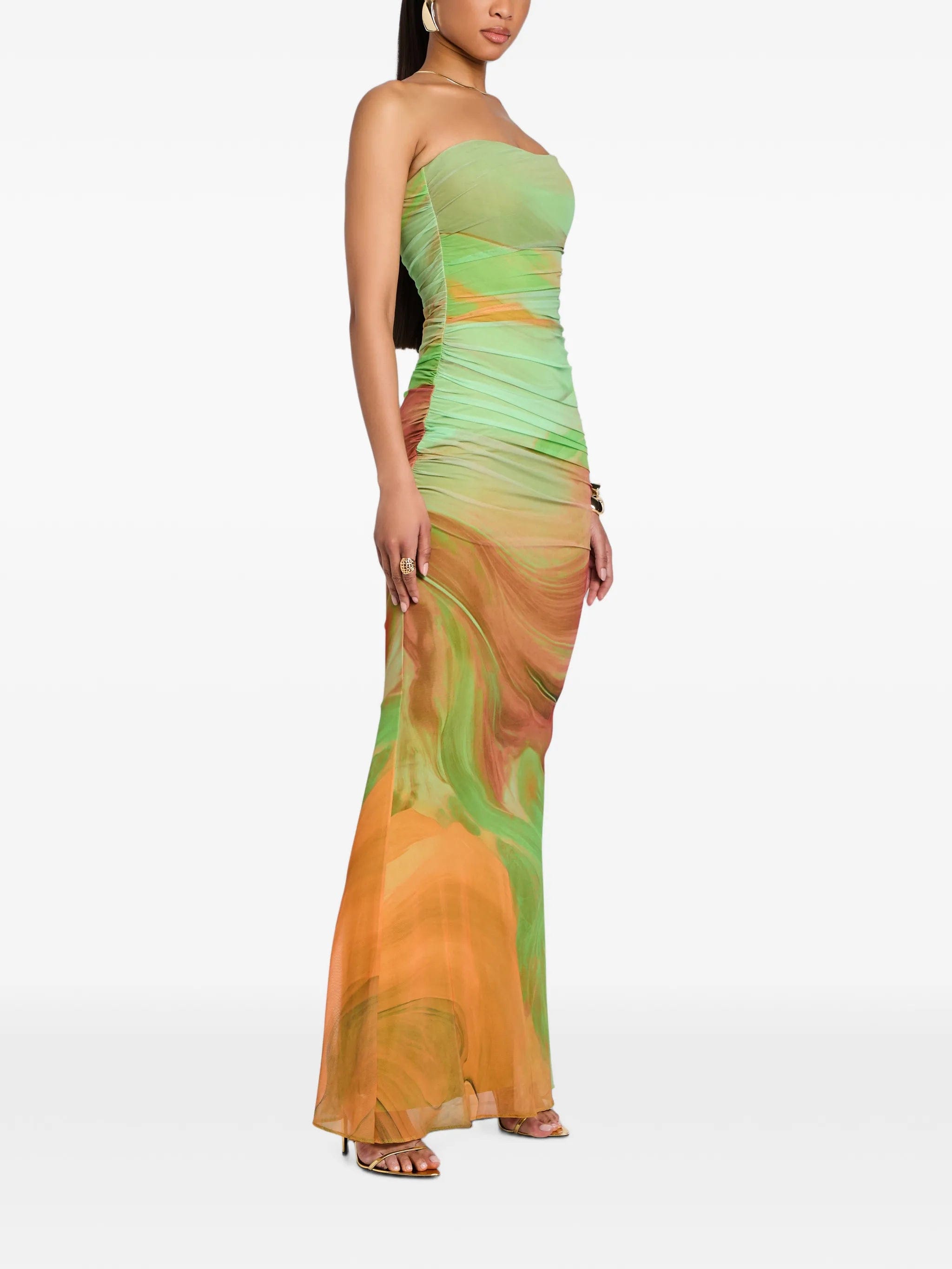 Retrofete Isadore ruched mesh maxi dress