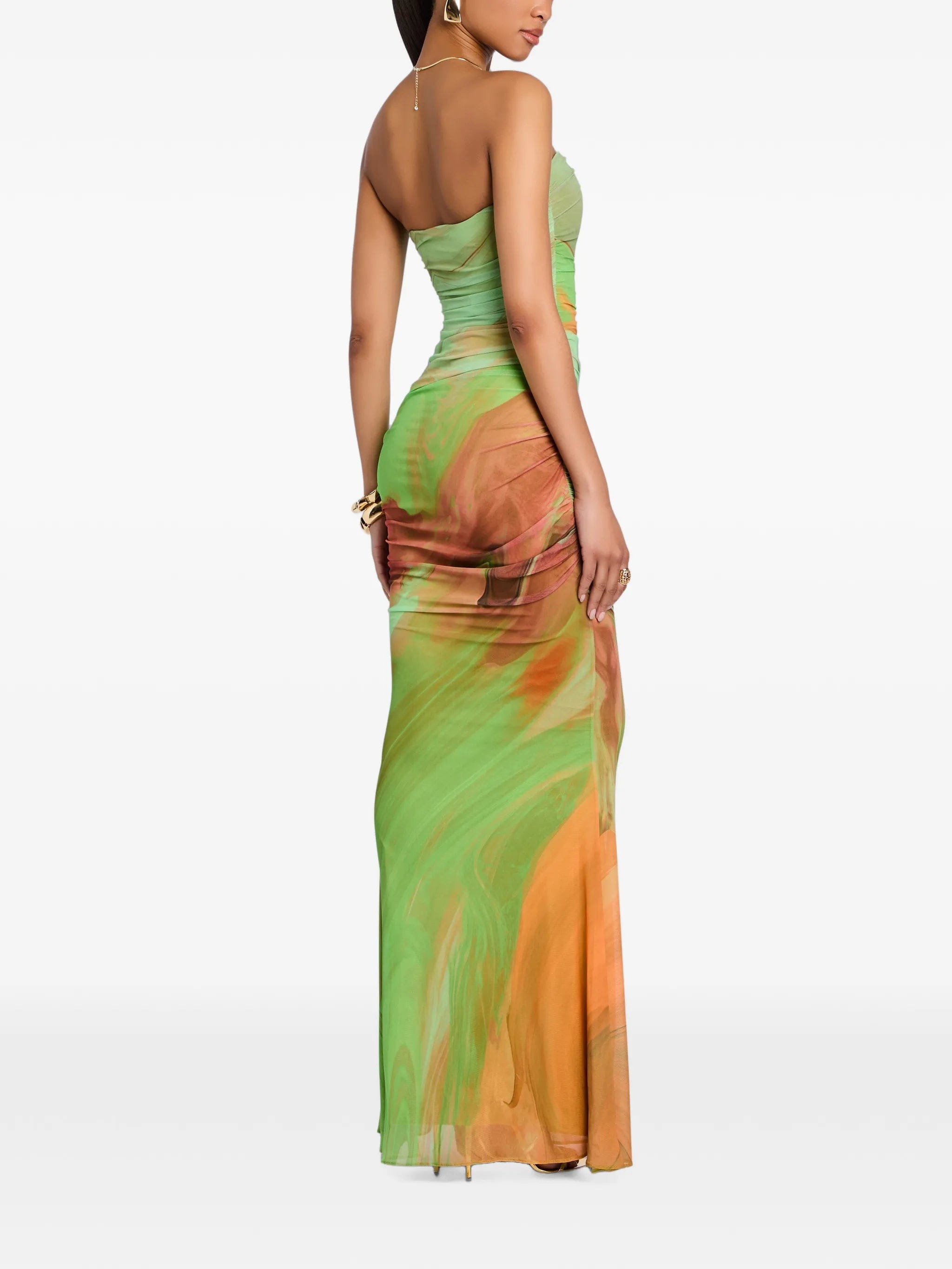 Retrofete Isadore ruched mesh maxi dress