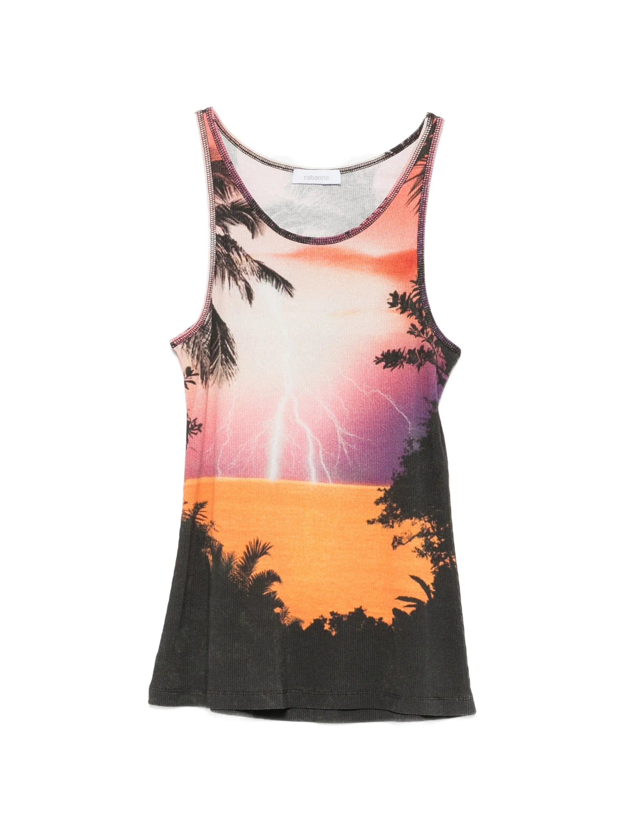 Rabanne graphic-print ribbed tank top