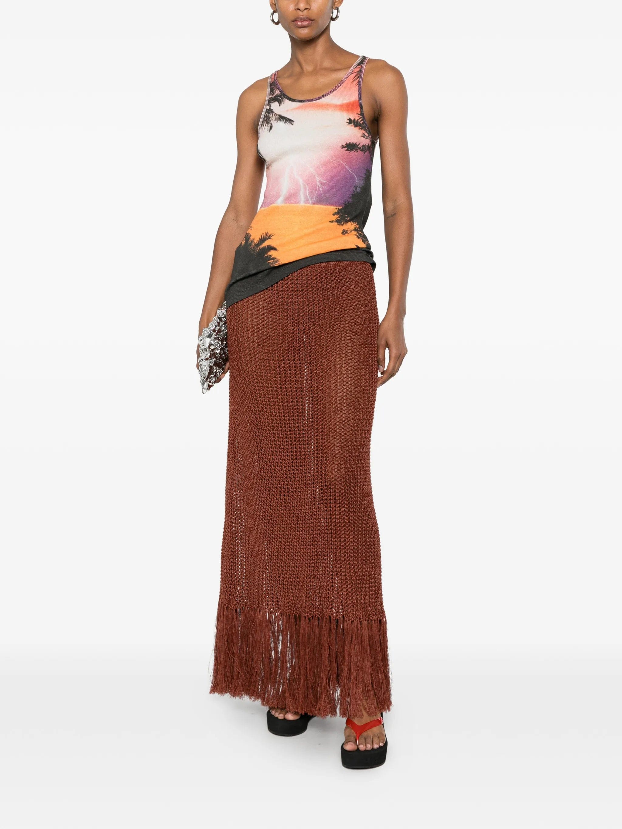 Rabanne graphic-print ribbed tank top