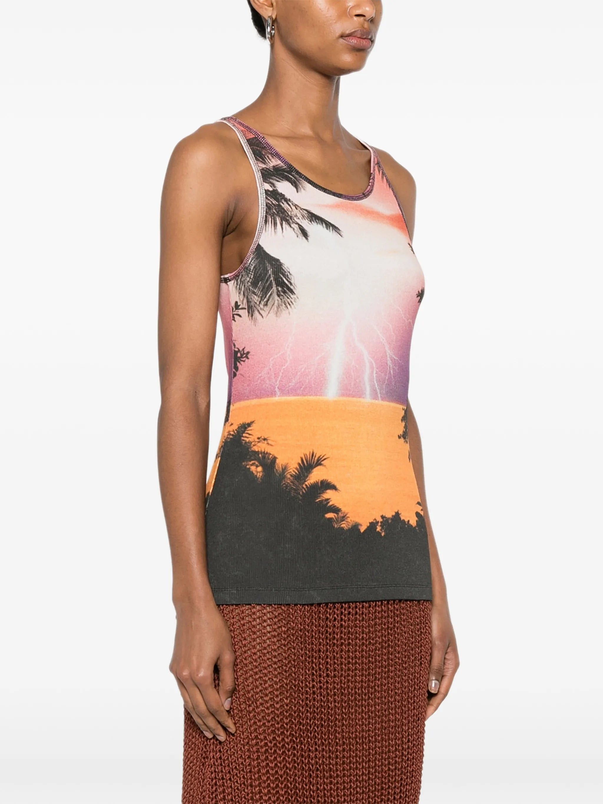 Rabanne graphic-print ribbed tank top