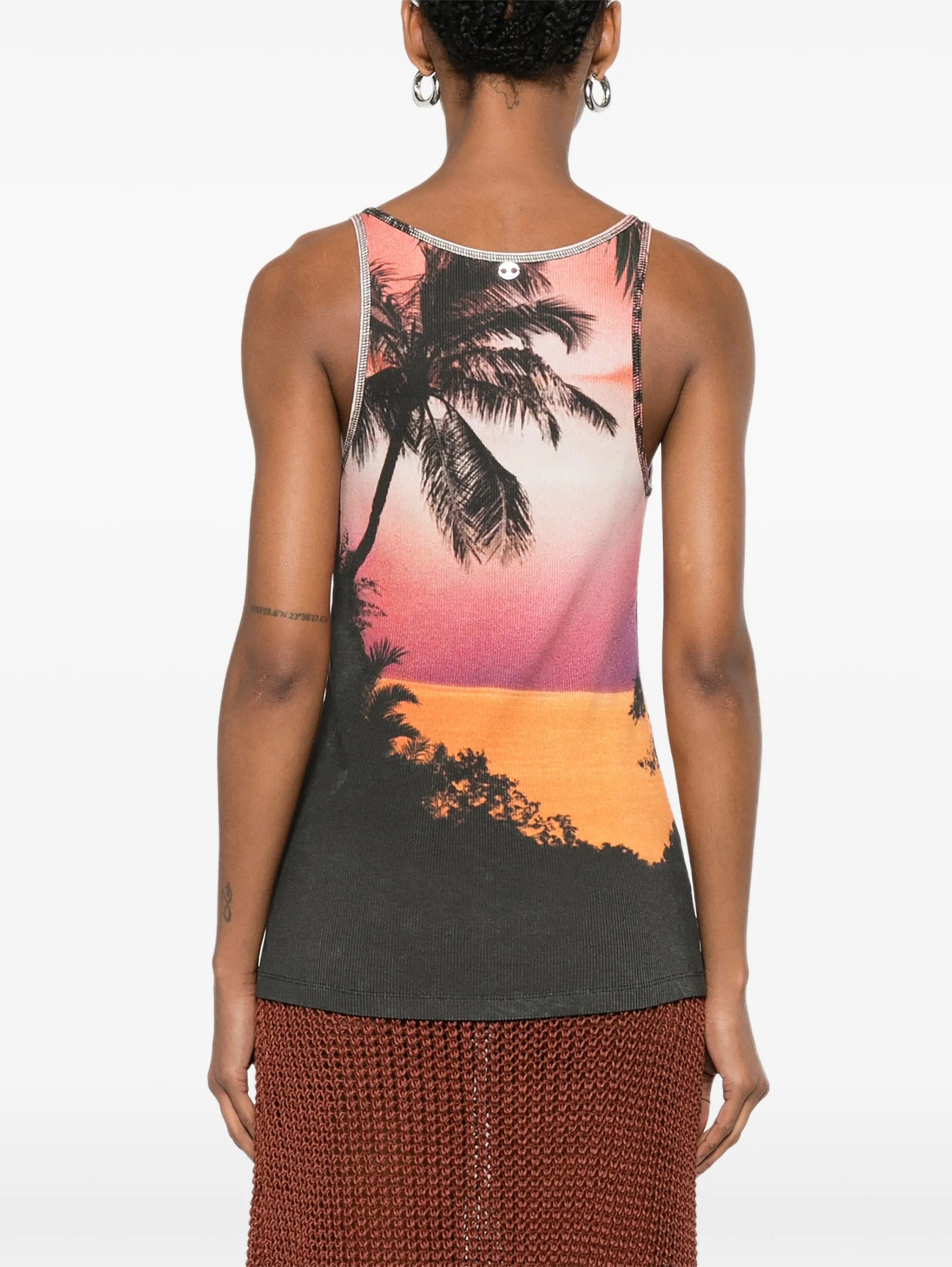Rabanne graphic-print ribbed tank top