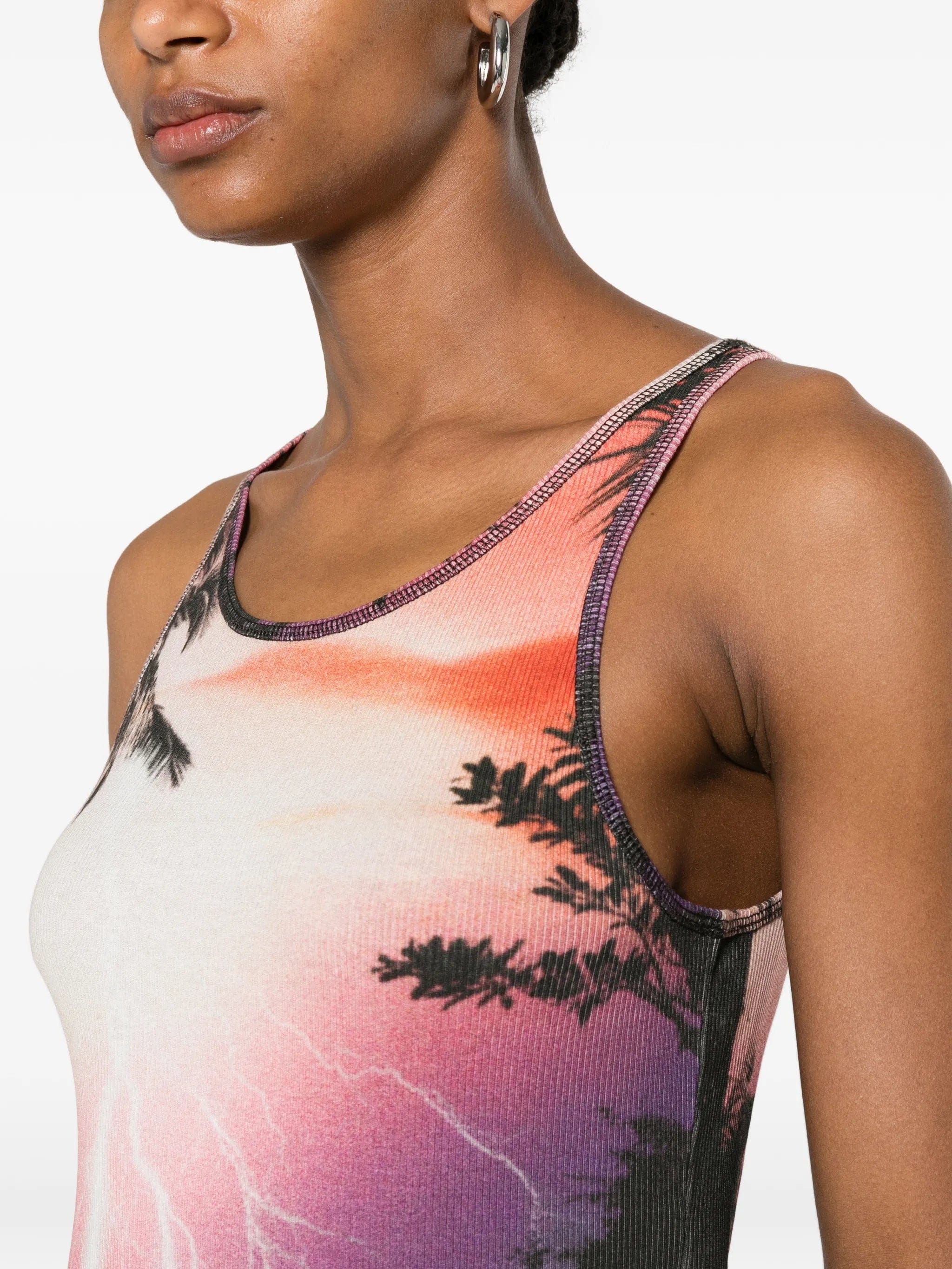 Rabanne graphic-print ribbed tank top