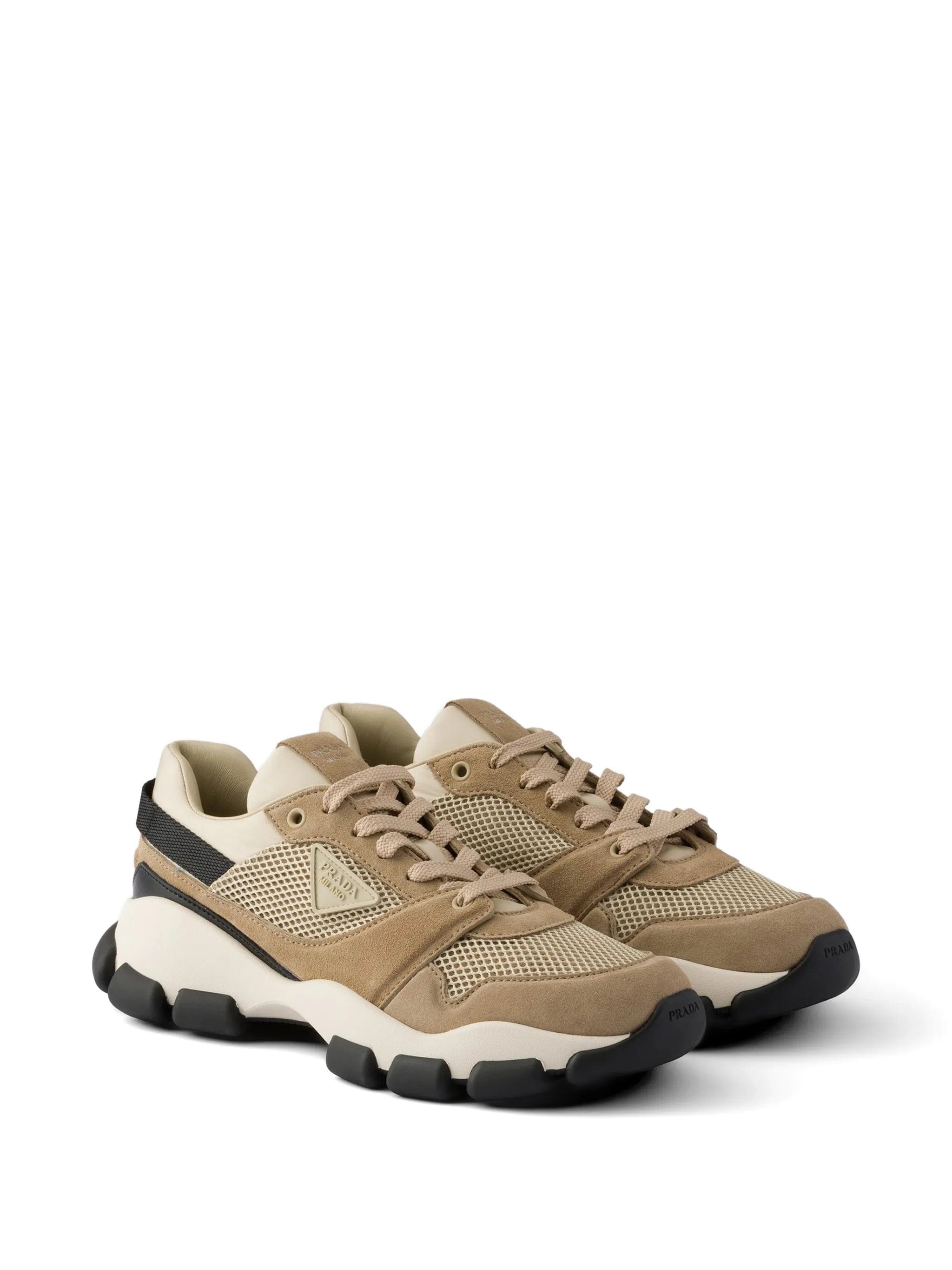 Prada suede-panelled mesh sneakers