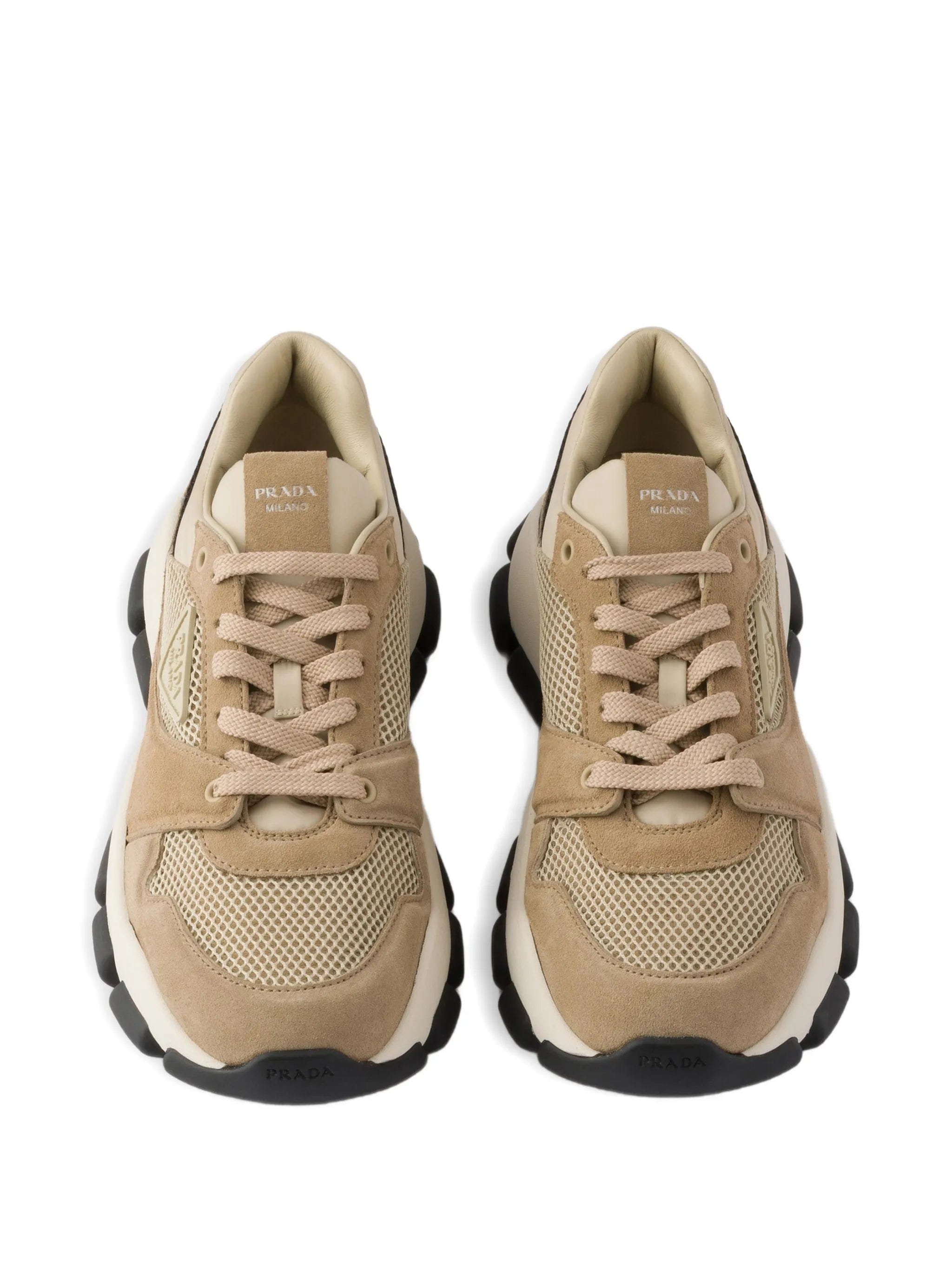 Prada suede-panelled mesh sneakers