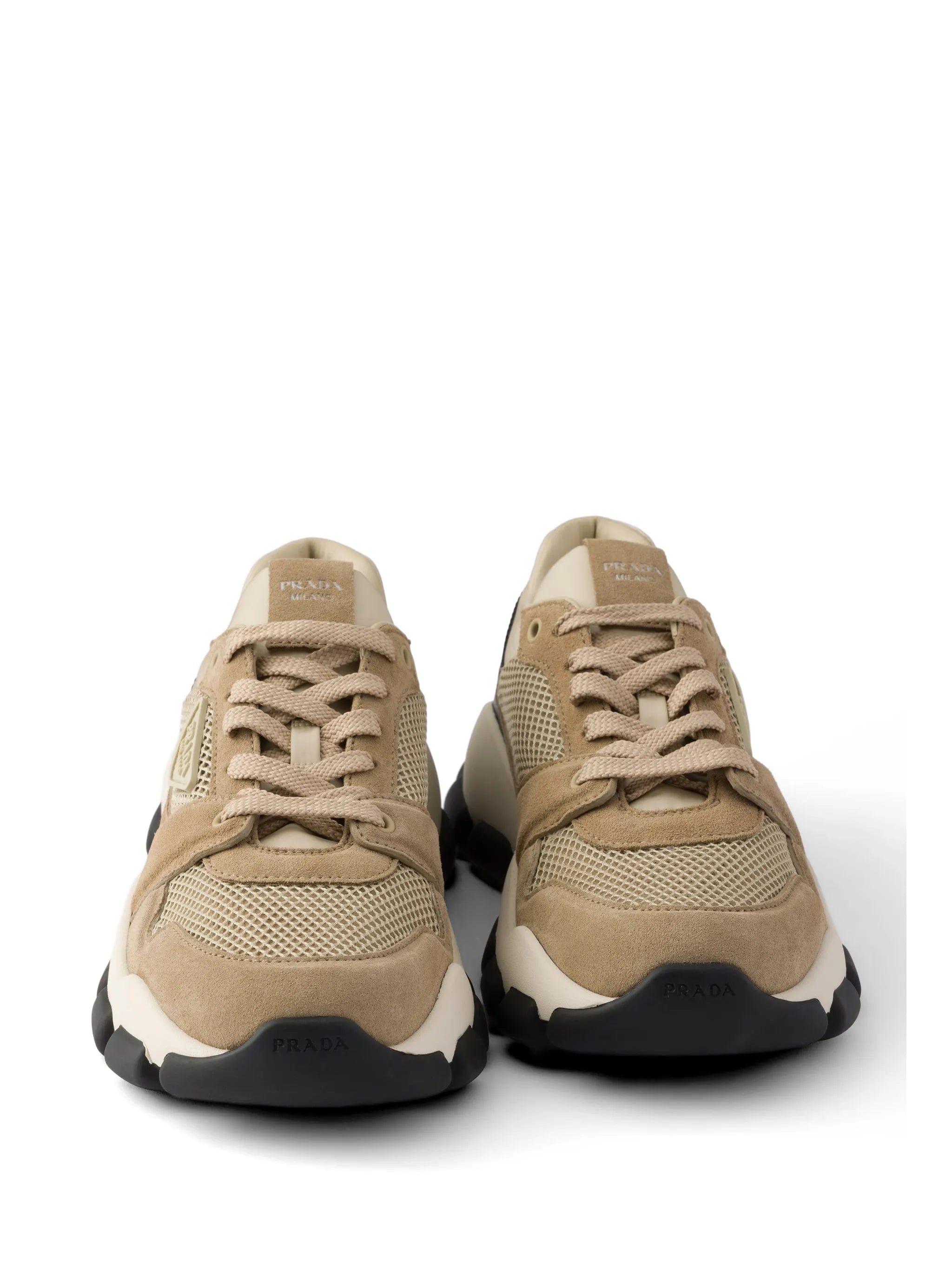 Prada suede-panelled mesh sneakers