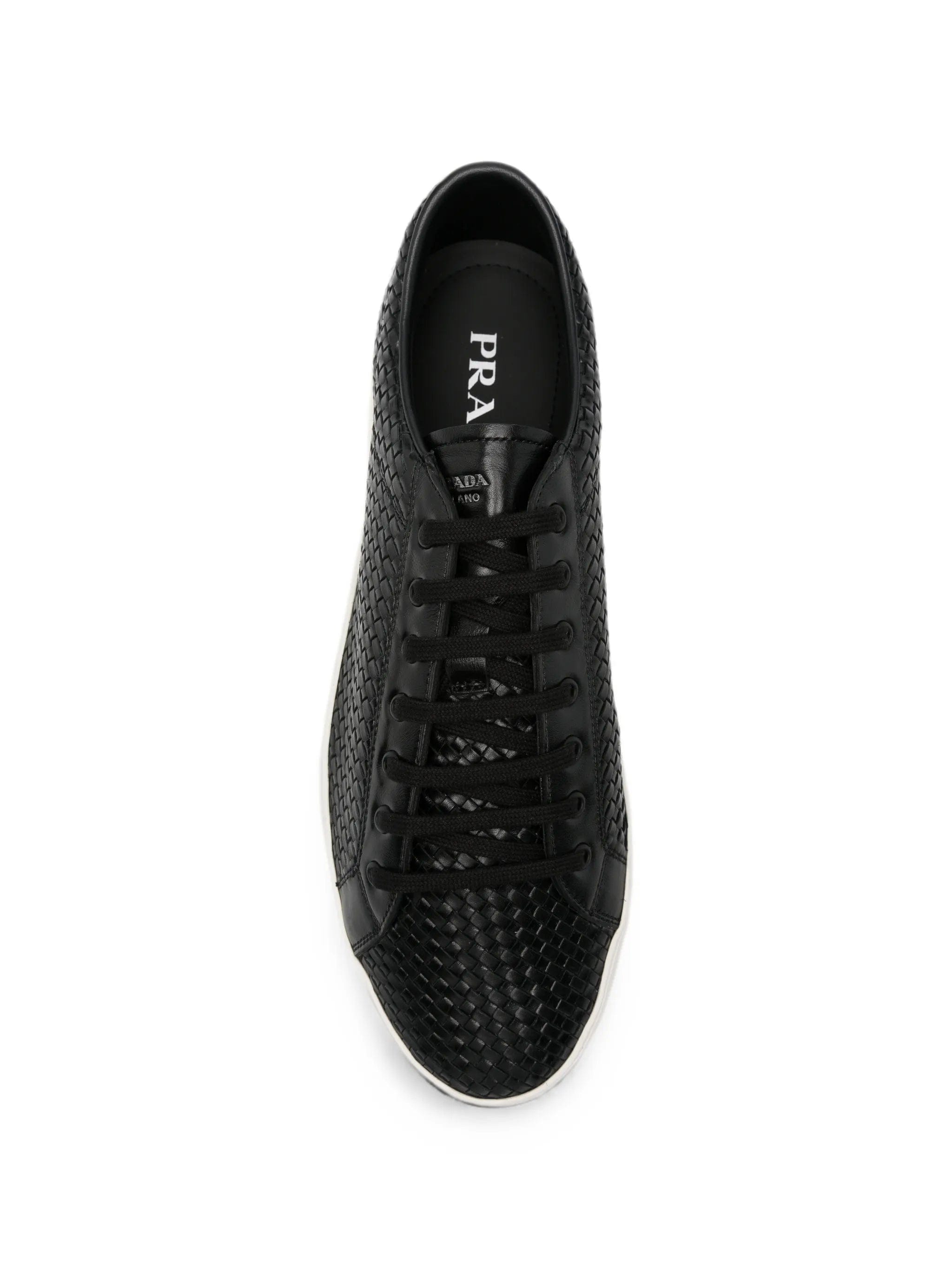 Prada Intreccio woven lace-up sneakers