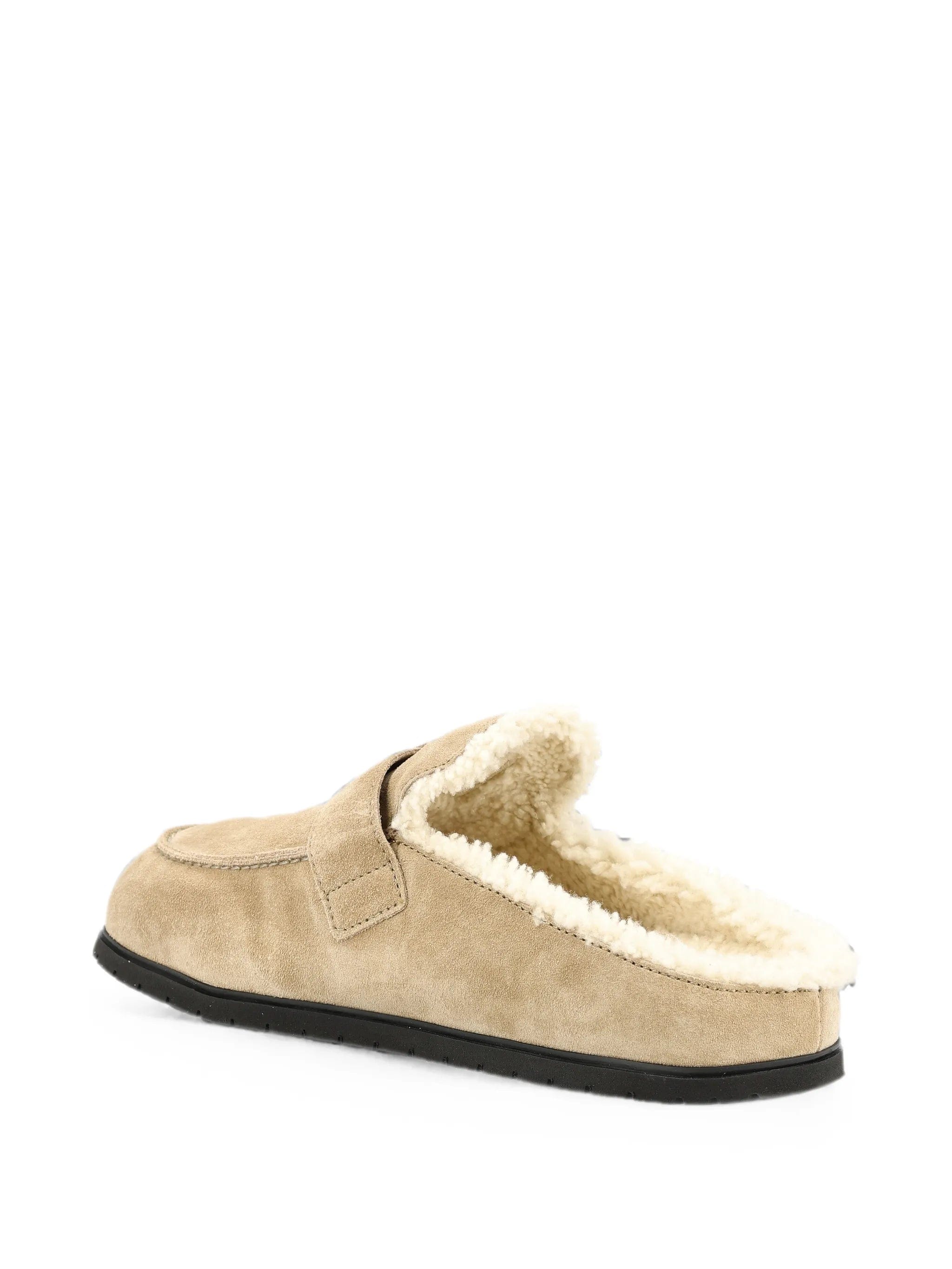 Prada buckle-fastening shearling-lined mules