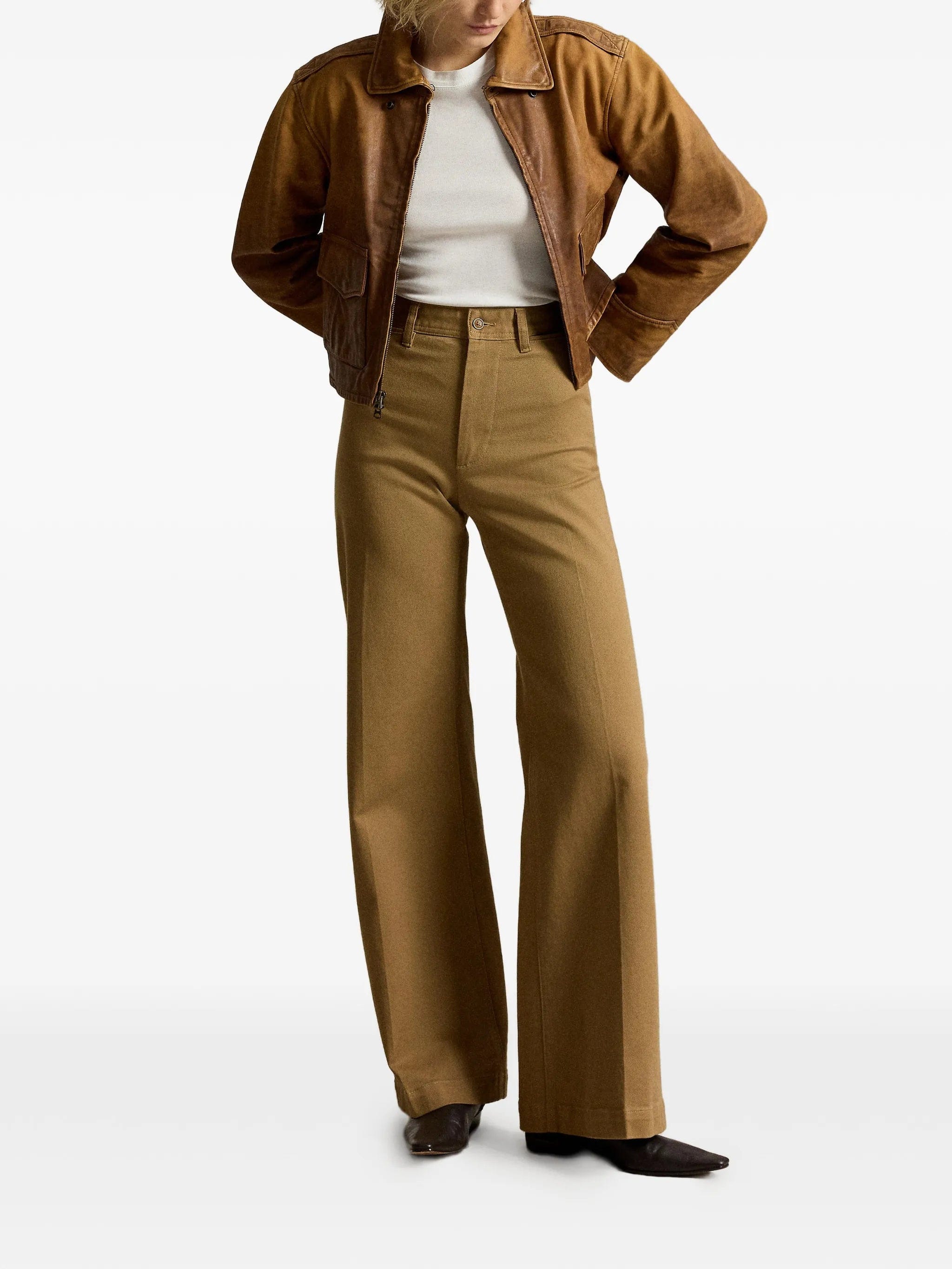 Polo Ralph Lauren distressed cropped leather jacket