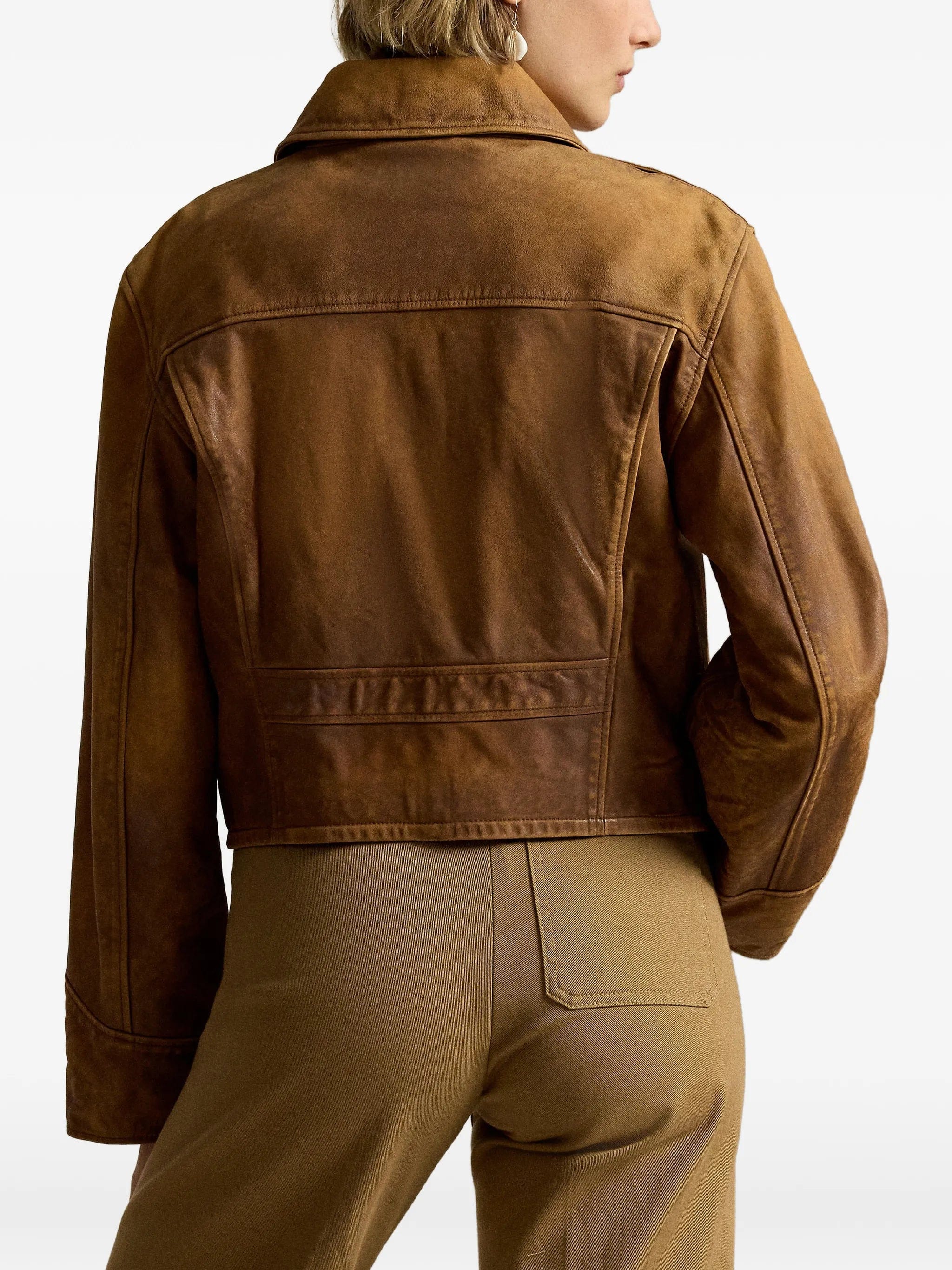 Polo Ralph Lauren distressed cropped leather jacket
