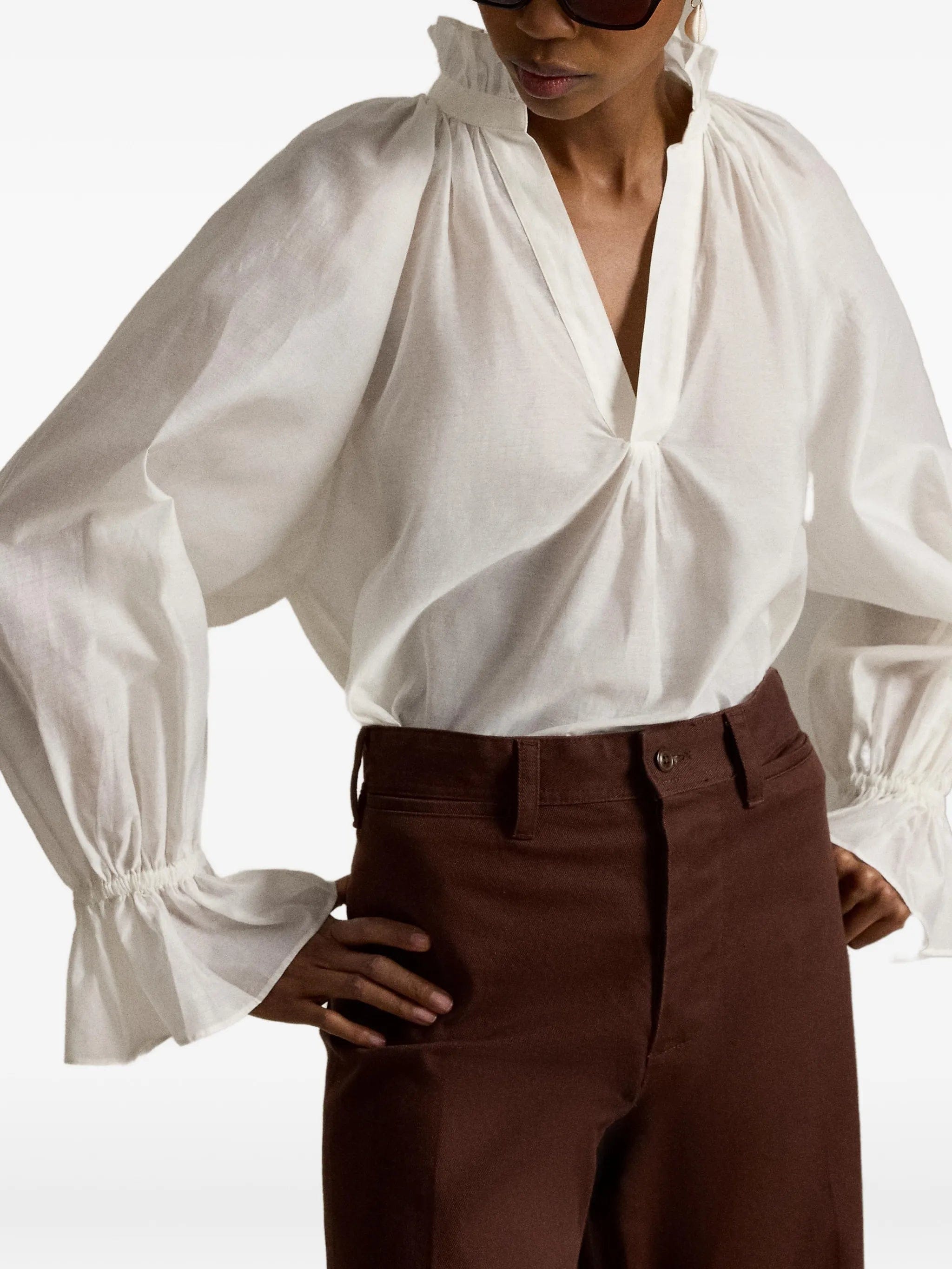 Polo Ralph Lauren ruffled split-placket blouse