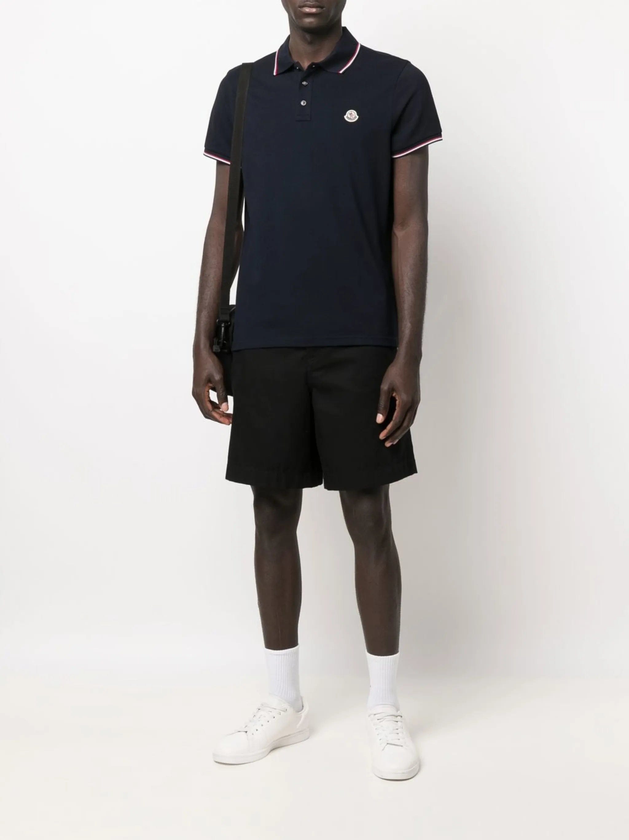 Moncler logo-patch tipped polo shirt