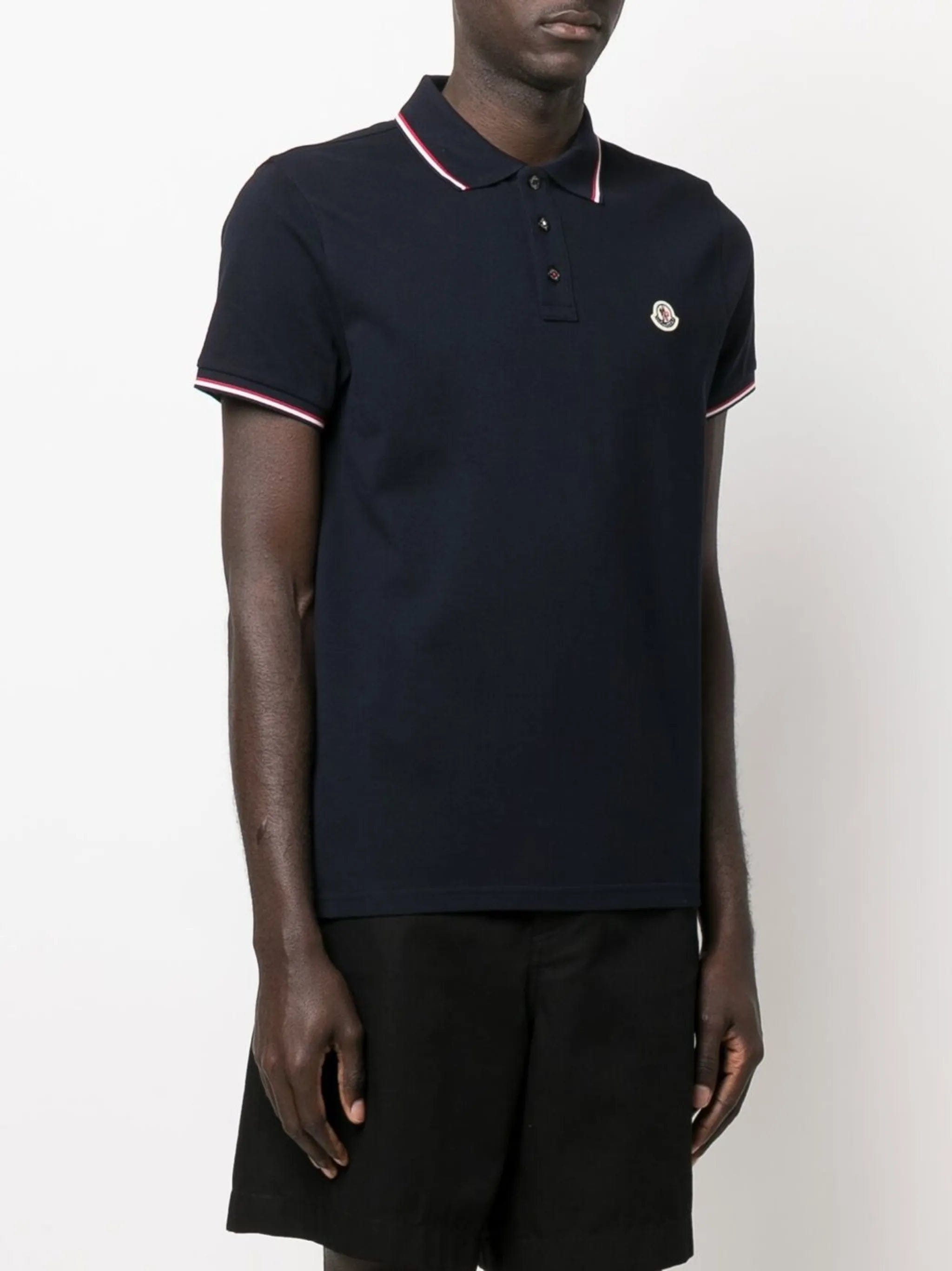 Moncler logo-patch tipped polo shirt