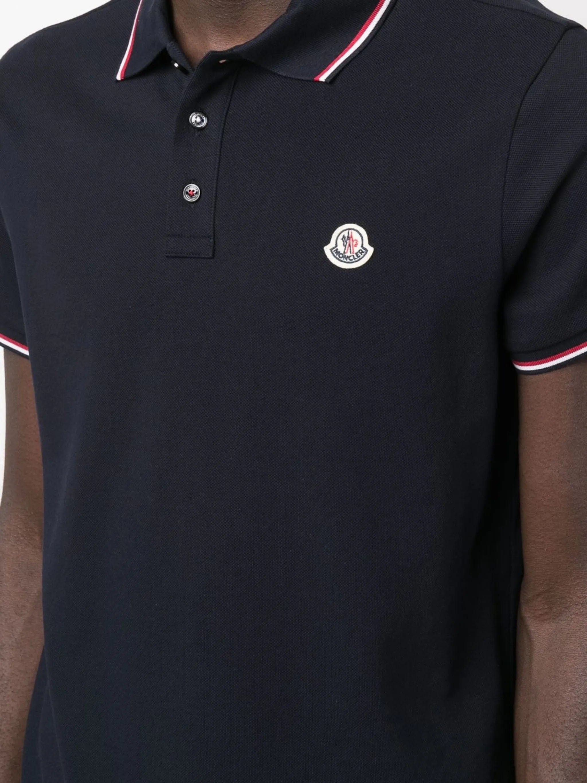Moncler logo-patch tipped polo shirt