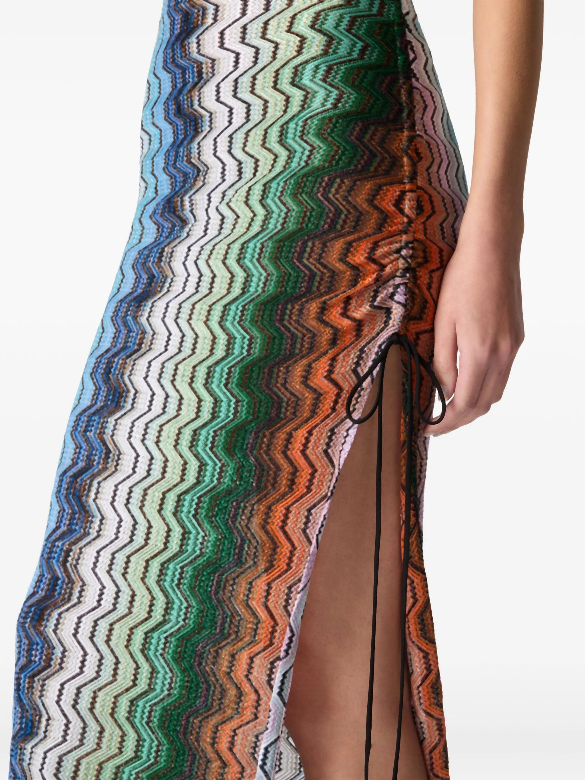 Missoni chevron-knit drawstring maxi dress