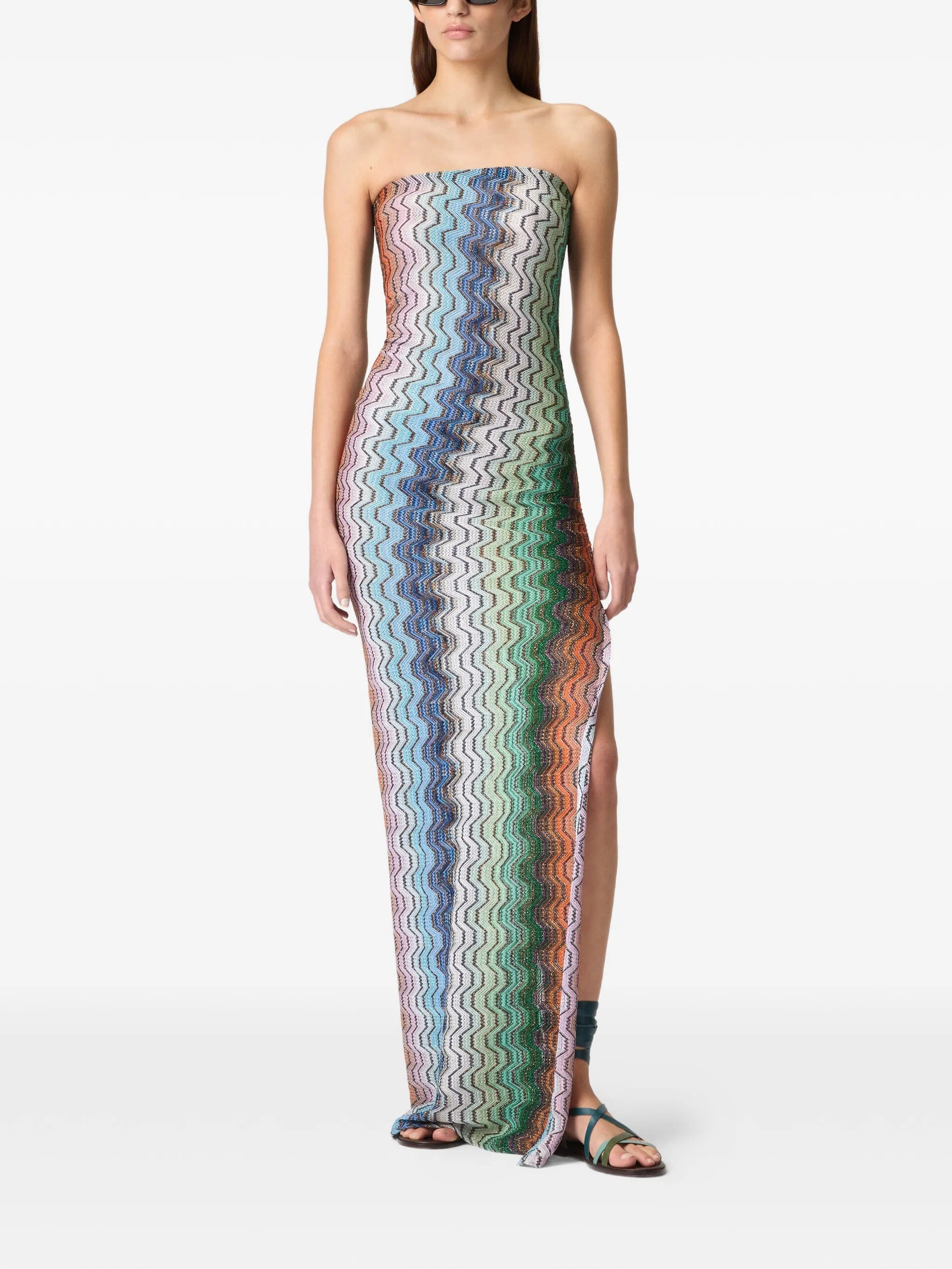 Missoni chevron-knit drawstring maxi dress