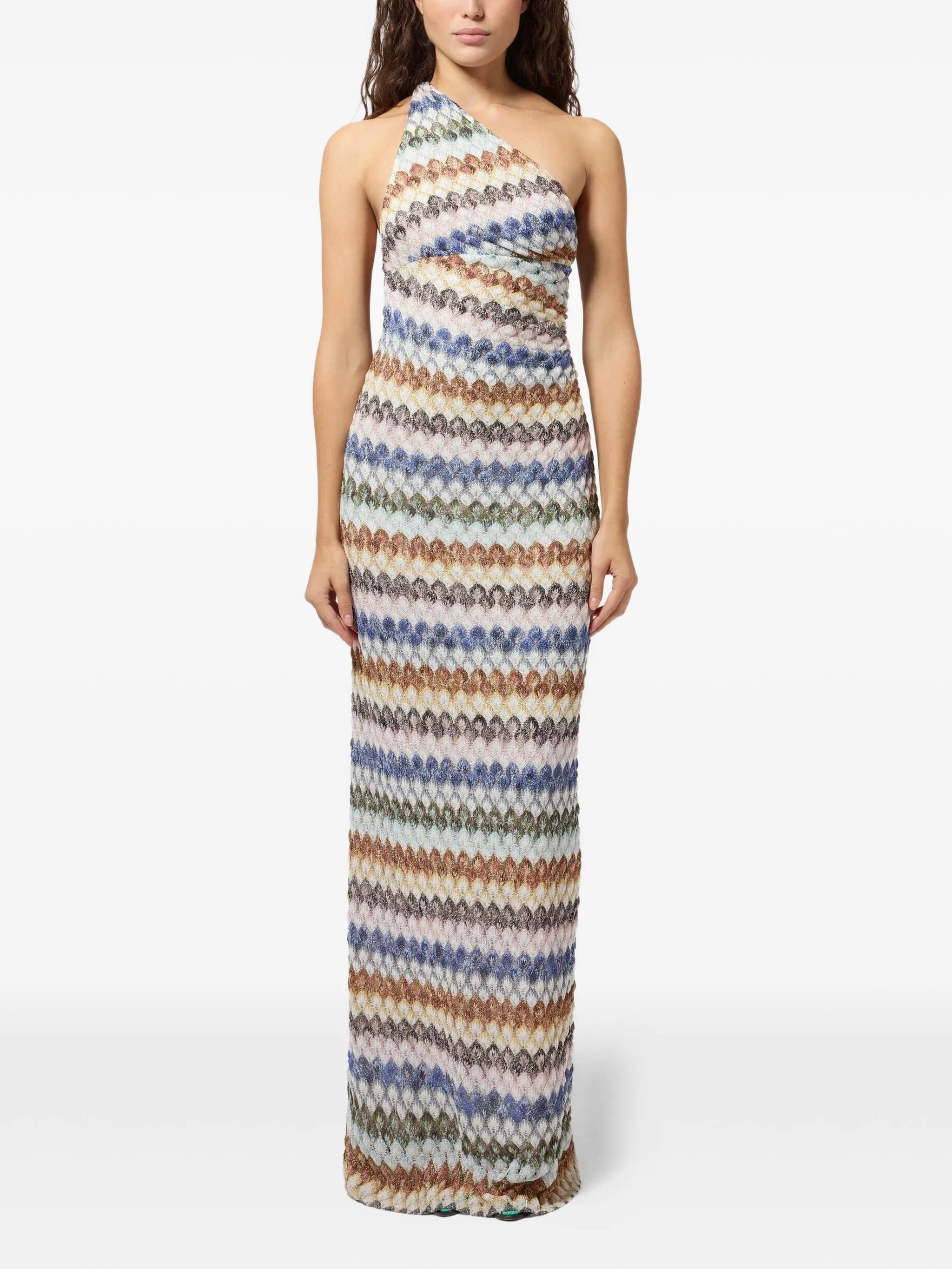 Missoni Zigzag-knit one-shoulder dress