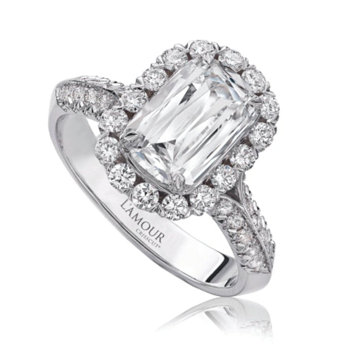 Christopher Designs 18K White Gold 2.00ct L'Amour Diamond Halo Engagement Ring - L100-200