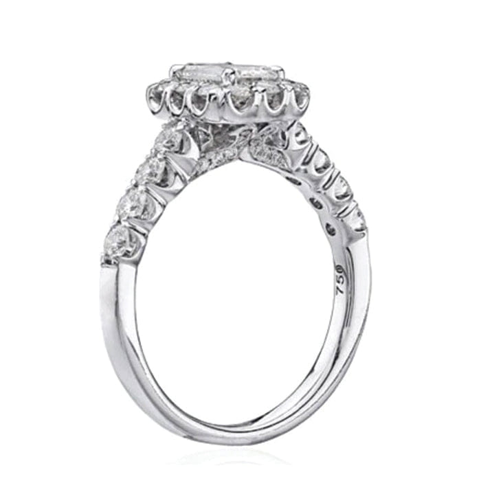 Christopher Designs Christopher Design 18K White Gold Crisscut Emerald Diamond Halo Engagement Ring - G52-EC100