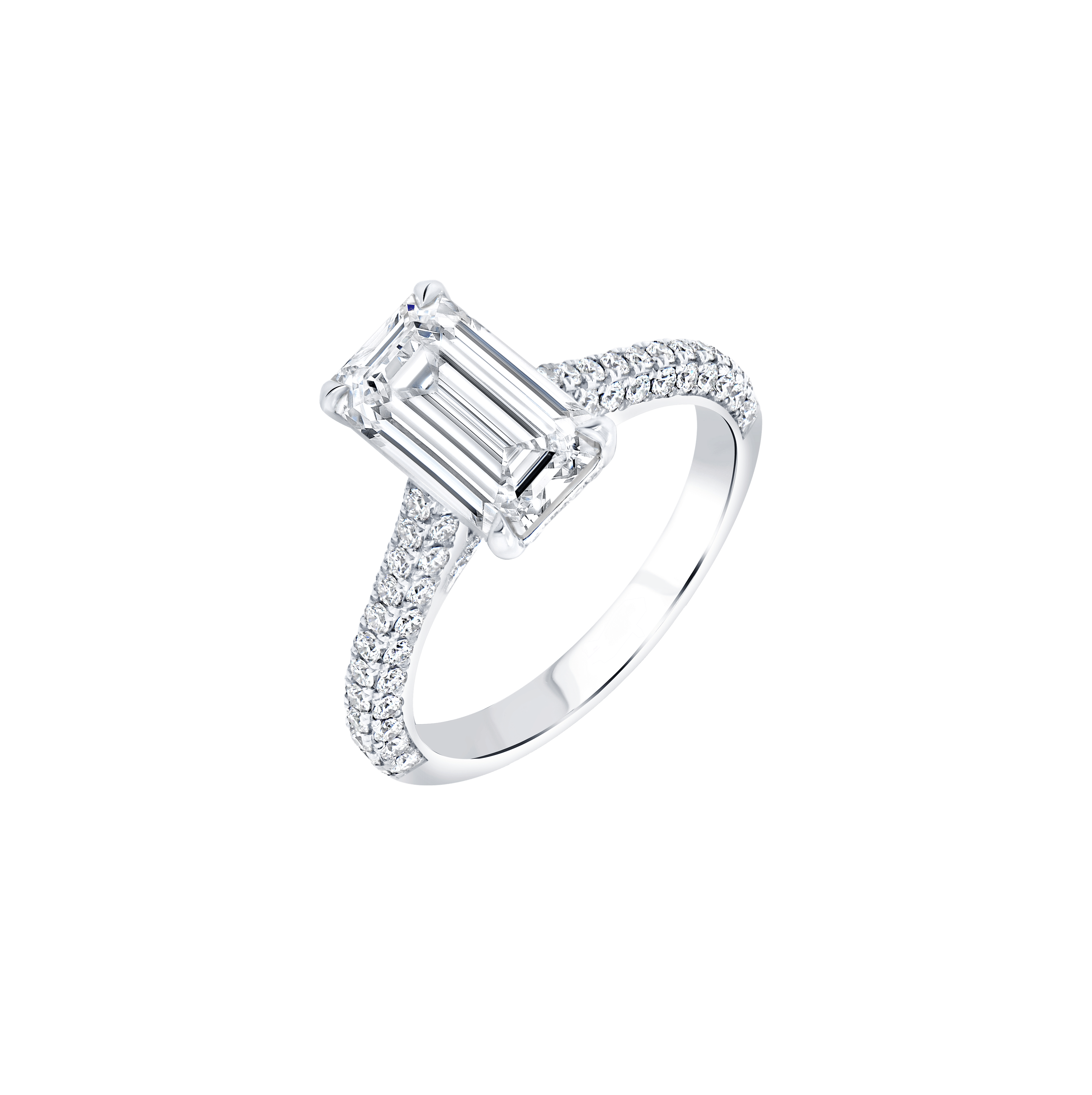 Fink's Exclusive Emerald Cut Diamond Engagement Ring with Hidden Halo in Platinum