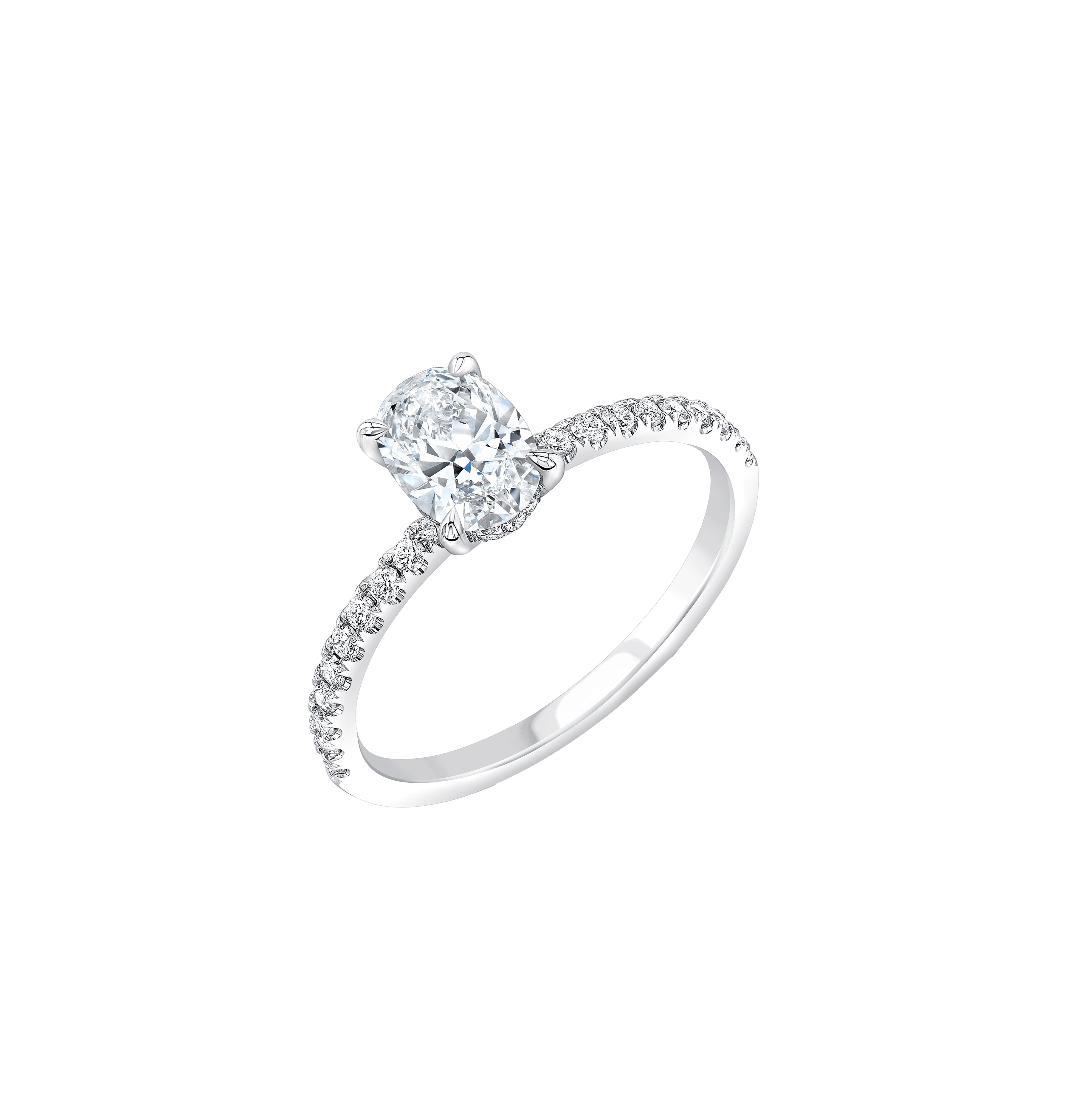 Fink's Exclusive Oval Diamond Engagement Ring with Hidden Halo in White Gold