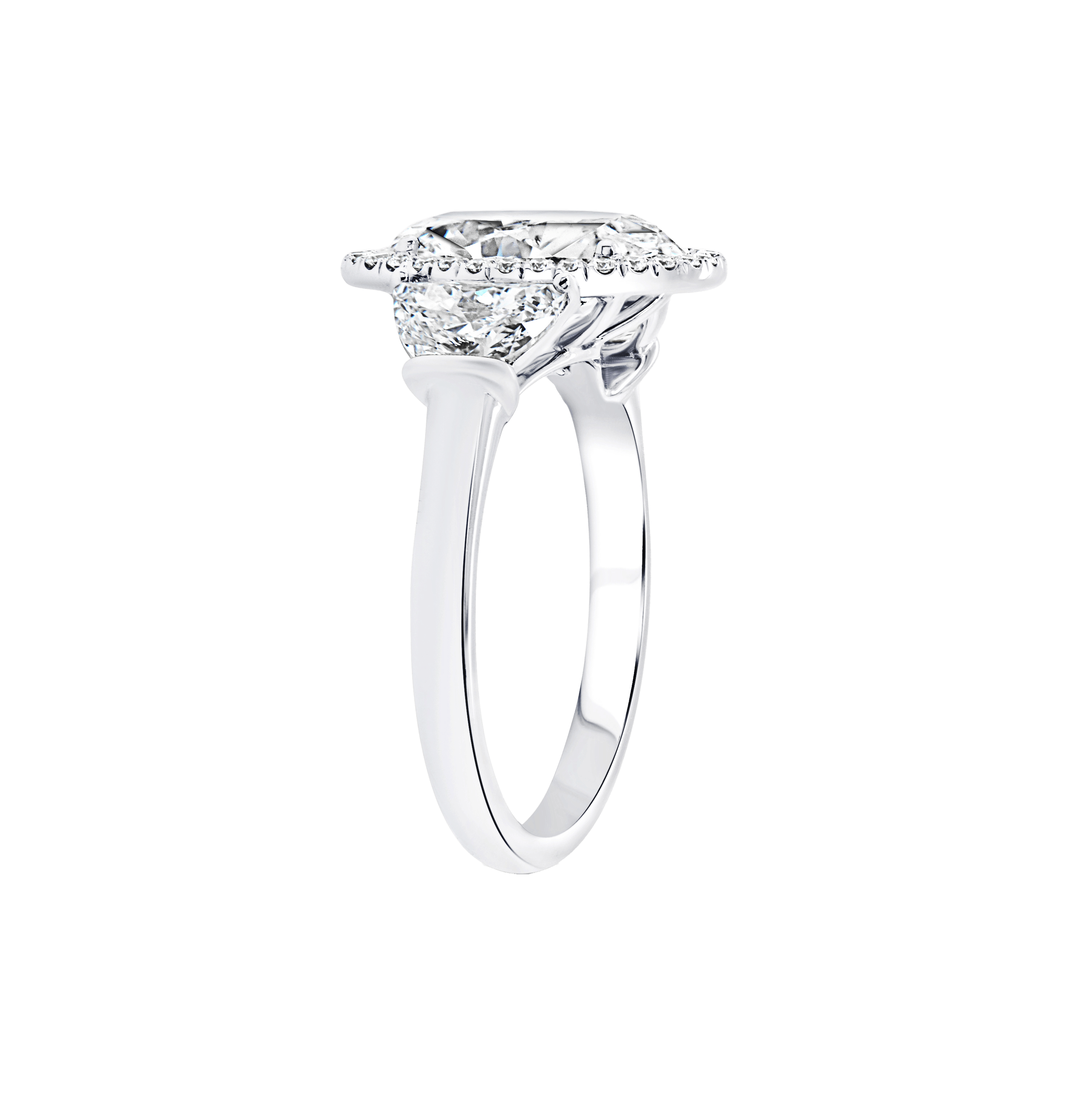 Fink's Exclusive Oval Diamond Engagement Ring with Half Moon Diamonds in White Gold