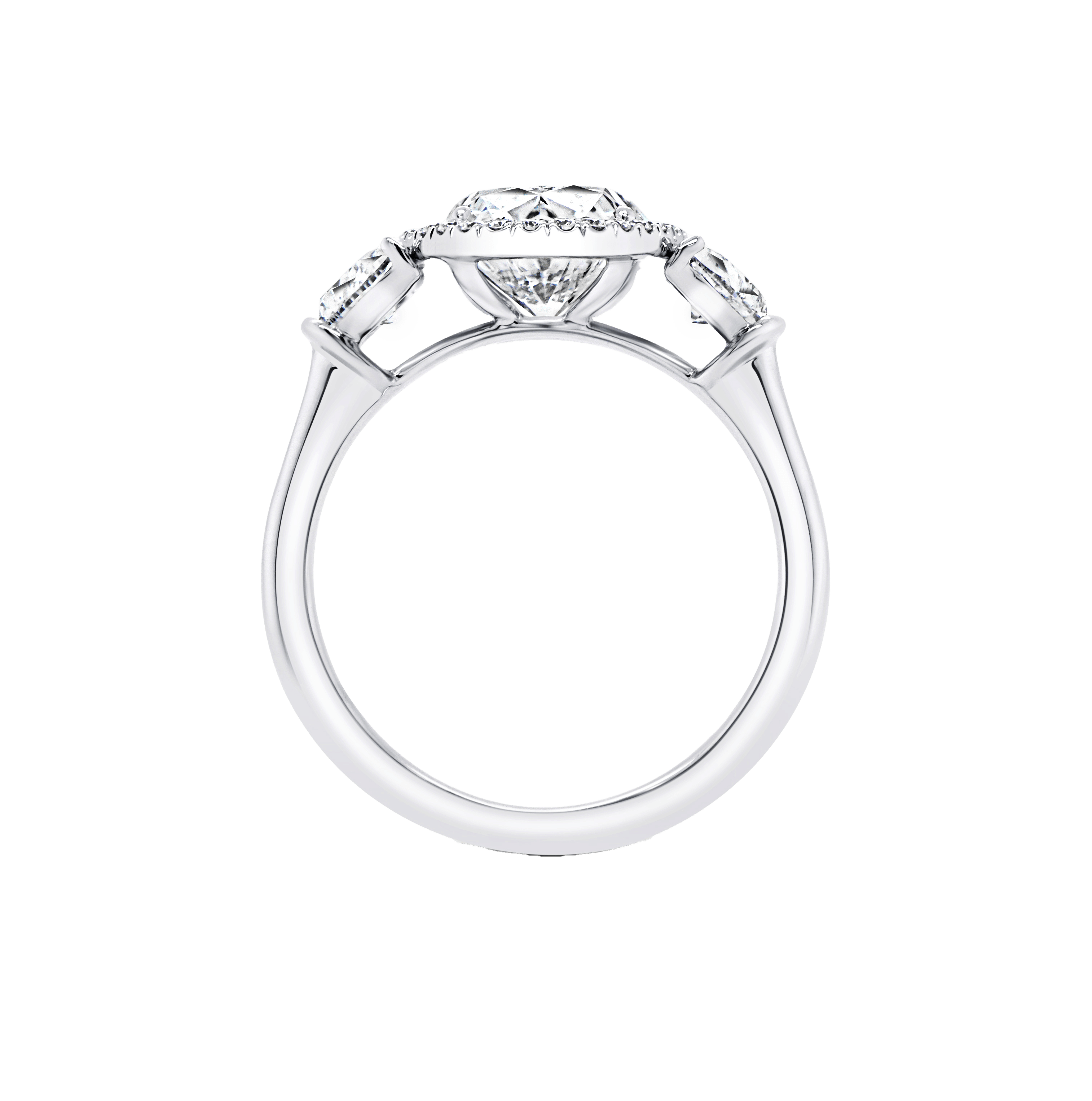 Fink's Exclusive Oval Diamond Engagement Ring with Half Moon Diamonds in White Gold
