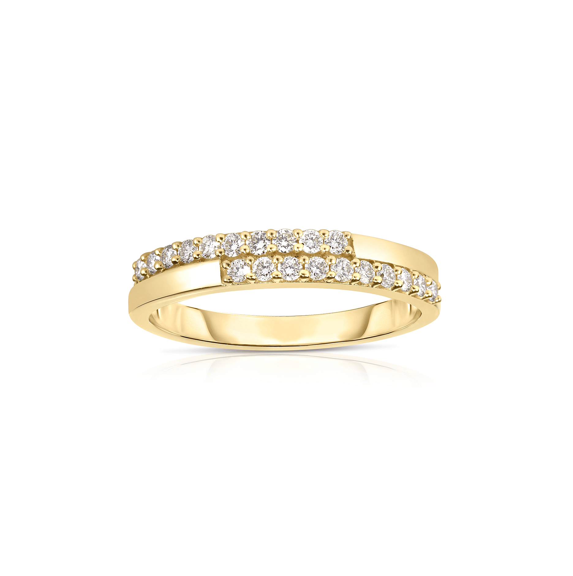 Sabel Collection Yellow Gold 2 Row Diamond Stacking Ring