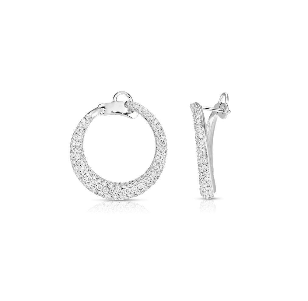 Sabel Collection White Gold Diamond Open Circle Earrings