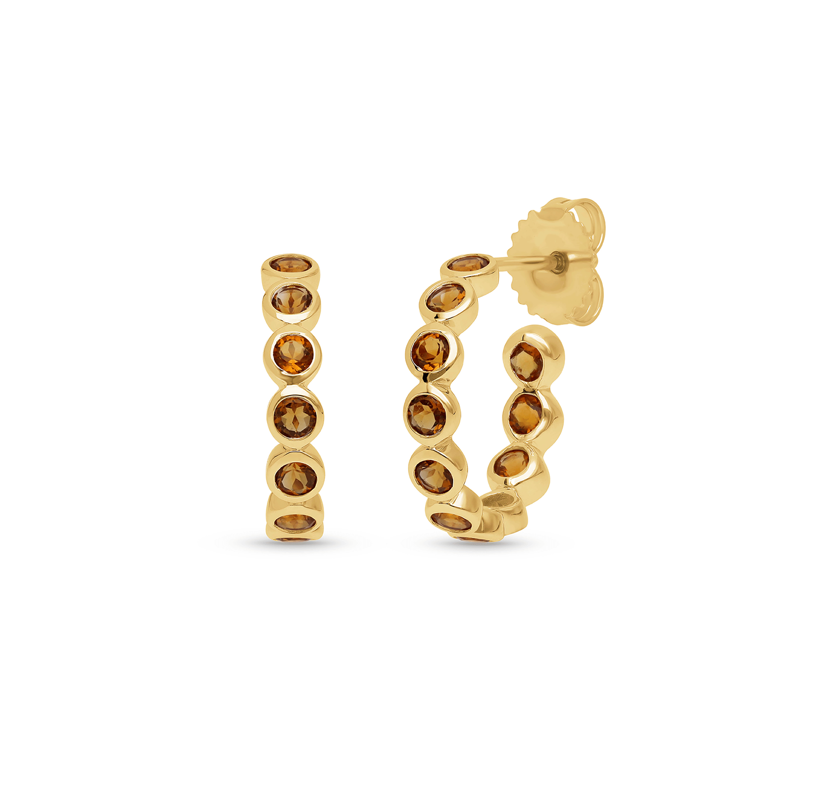 Sabel Collection Yellow Gold Citrine Inside Out Hoop Earrings