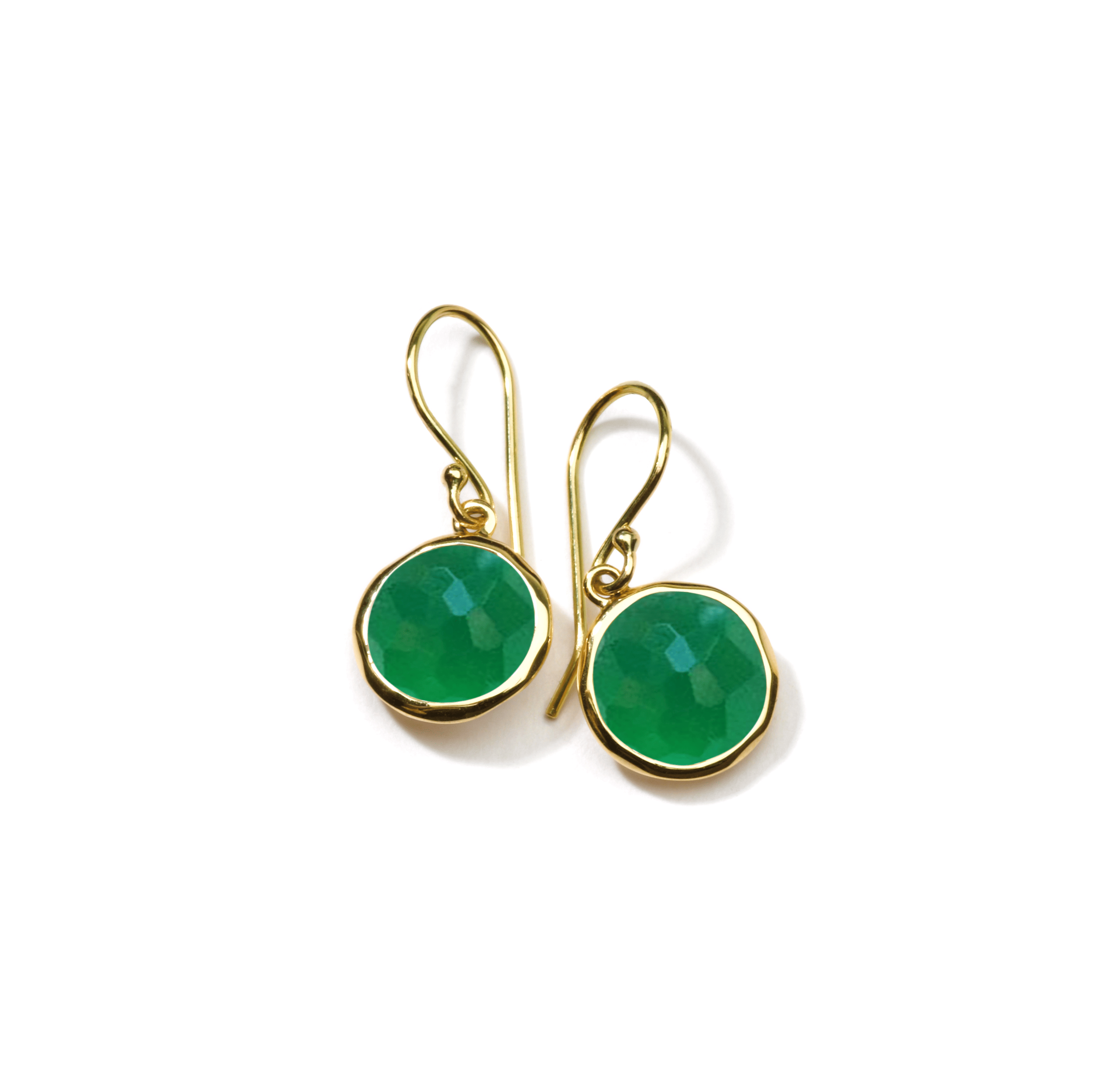 IPPOLITA Lollipop Yellow Gold Mini Drop Earrings in Dyed Green Agate