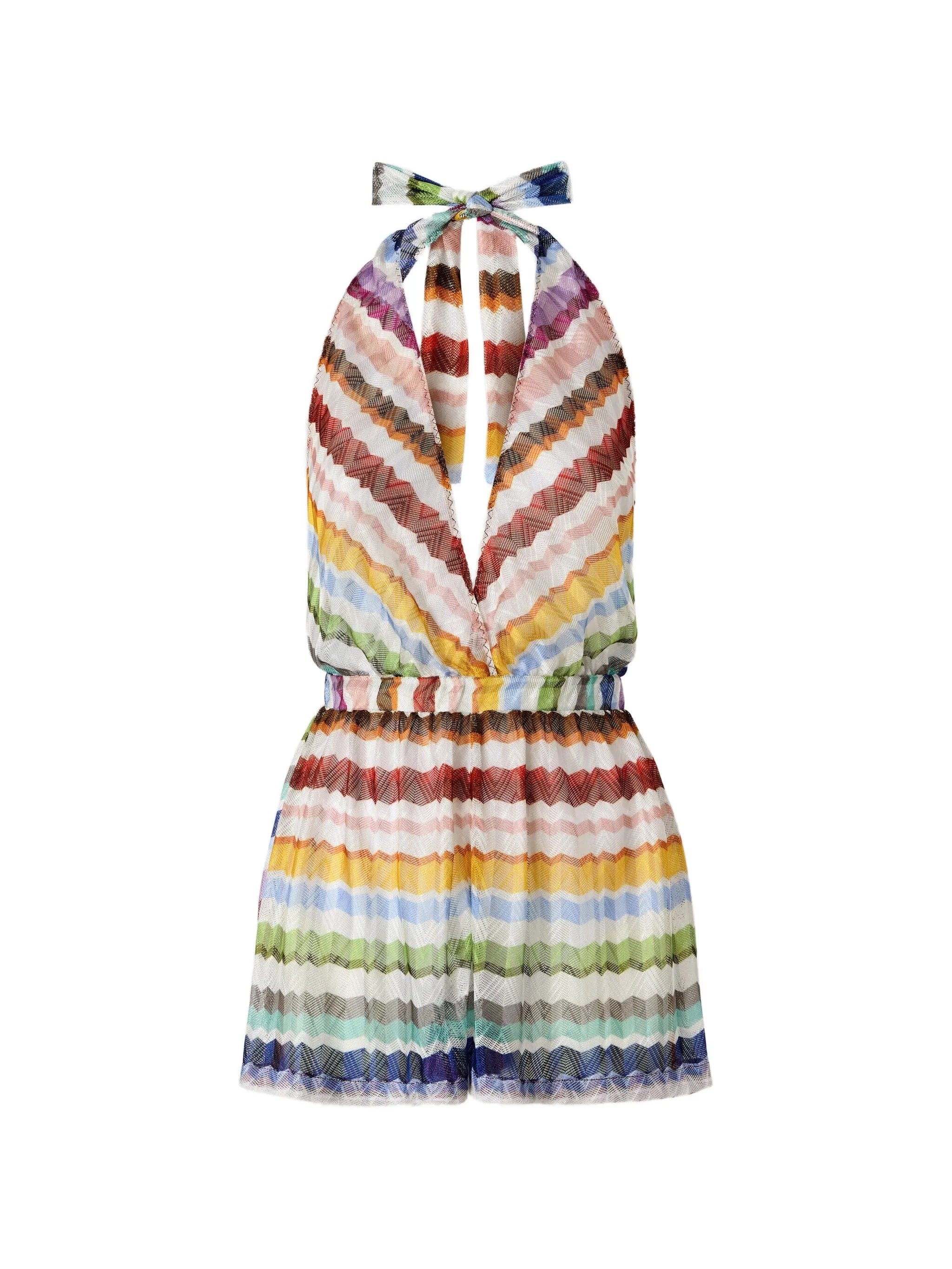 Missoni Zigzag-knit halterneck playsuit